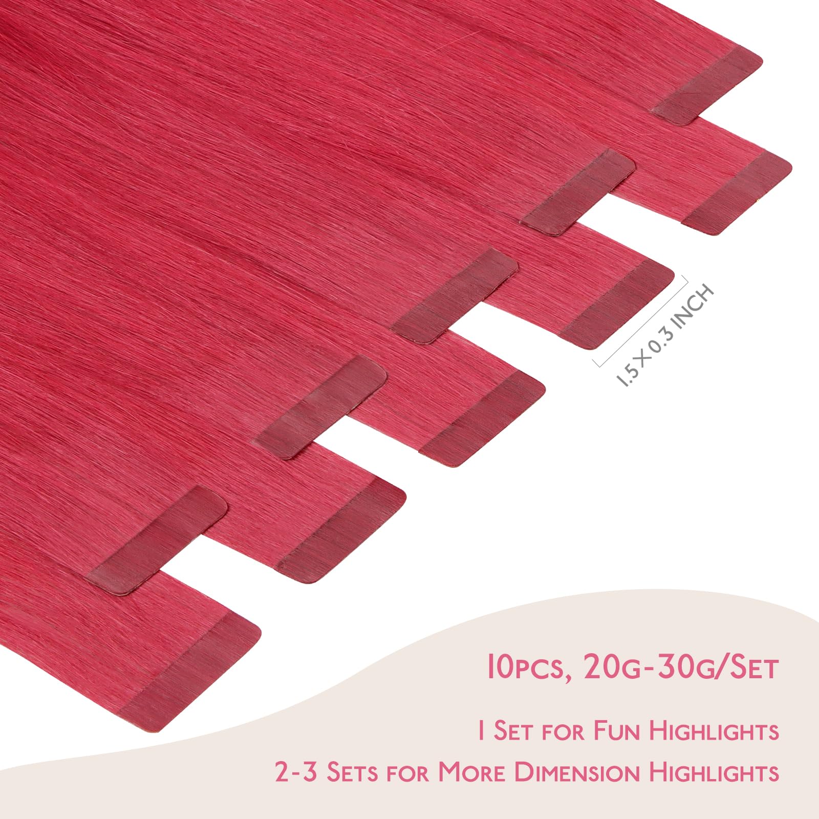 Wennalife Tape In Hair Extensions Human Hair Red Tape In Extensions, 10Pcs 20G 12 Inch Remy Invisible Tape Ins Straight Colored