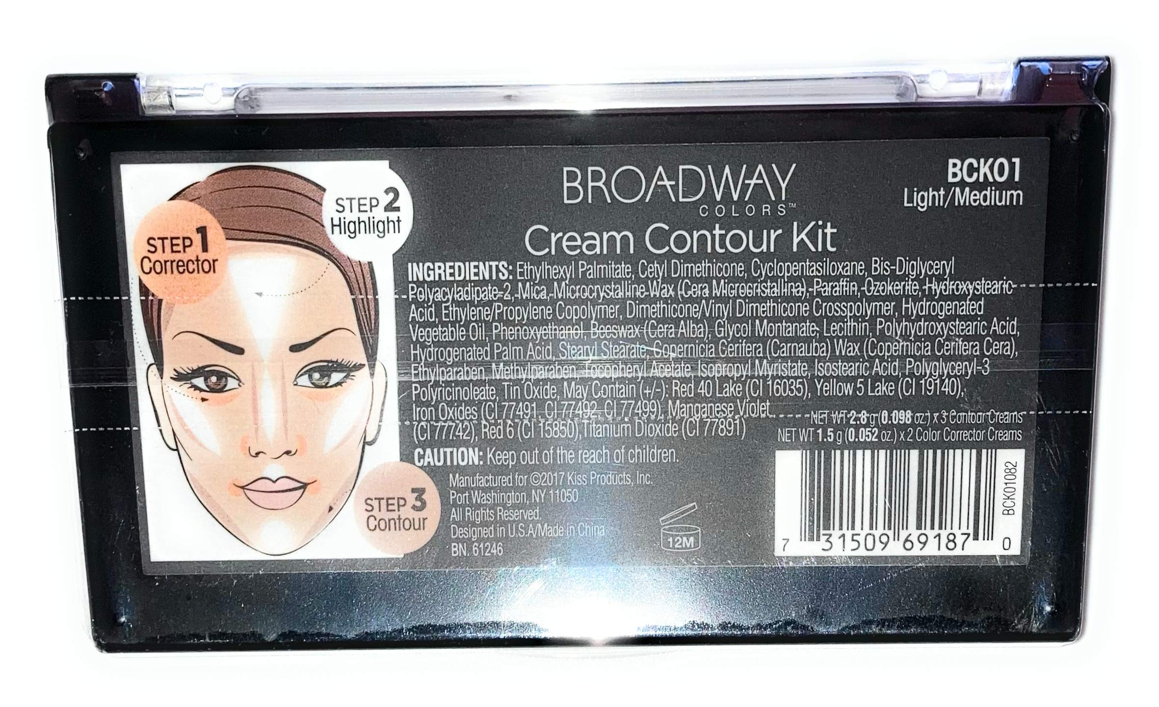 Broadway Colors (1) Contour Artist Cream - Cream Contour Kit - Bck01 Light/Medium - Net Wt. 0.098 Oz. X 3 Contour Creams - 0.052
