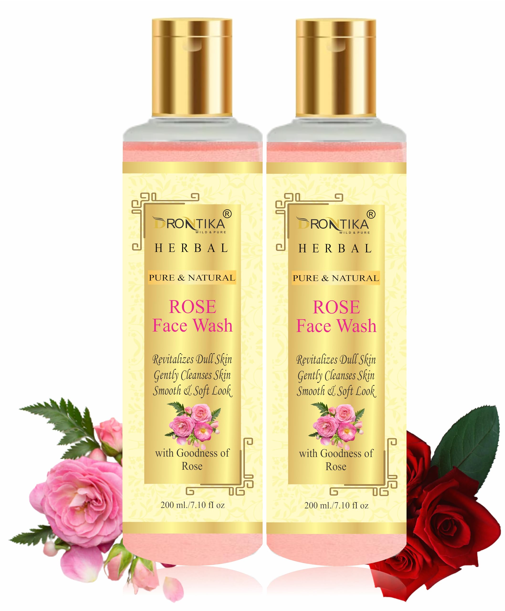 Drontika Deep Cleansing Rose Face Wash, 420 Ml Naturally Controls Excess Sebum & Acne, Moisturizing Skin Softening Formula For A