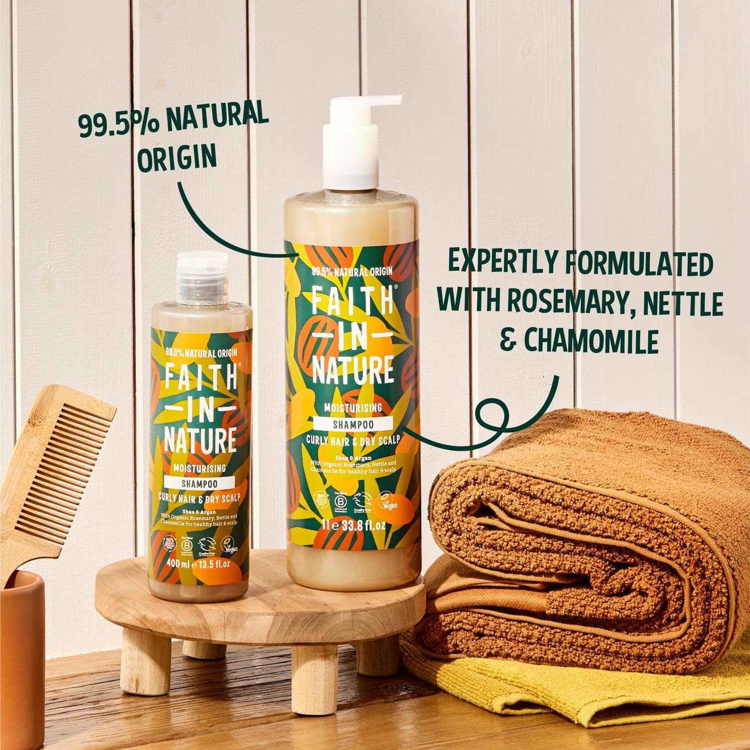 FAITH IN NATURE Natural Shampoo - Vegan & Cruelty Free, No SLS or Parabens - 33.8 fl oz Family Sized, Shea & Argan