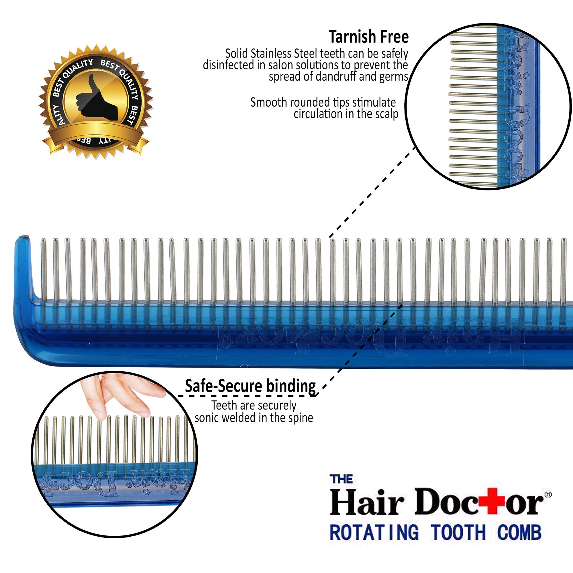 Hair Doctor Vanity Comb with silky smooth rotating teeth prevents hair ...