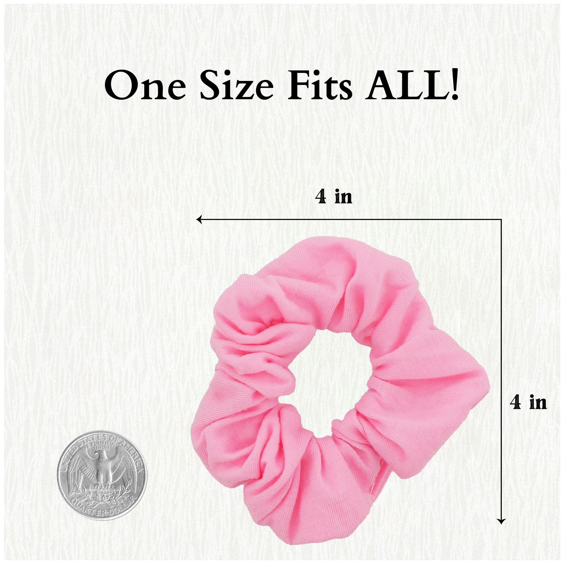 12 Pack Solid Hair Ties Scrunchies (Light Pink)