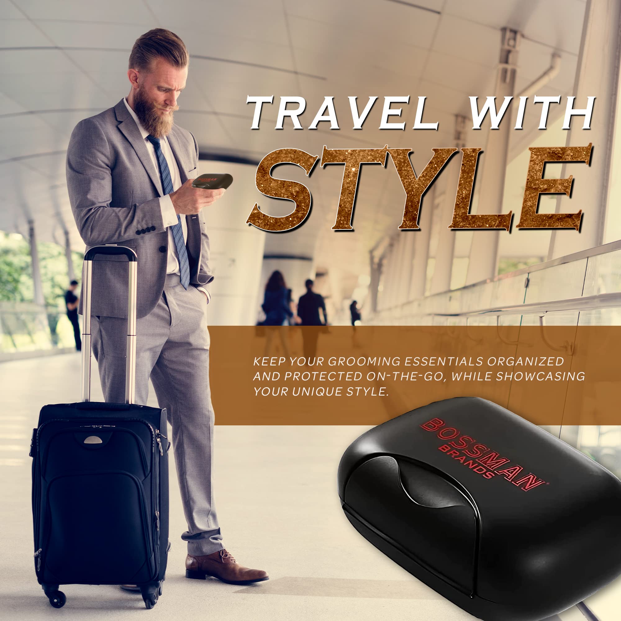 Bossman Travel Soap Container - Black Plastic Bar Soap Holder - 4.72x2.95x1.73 Inch - Model 60057
