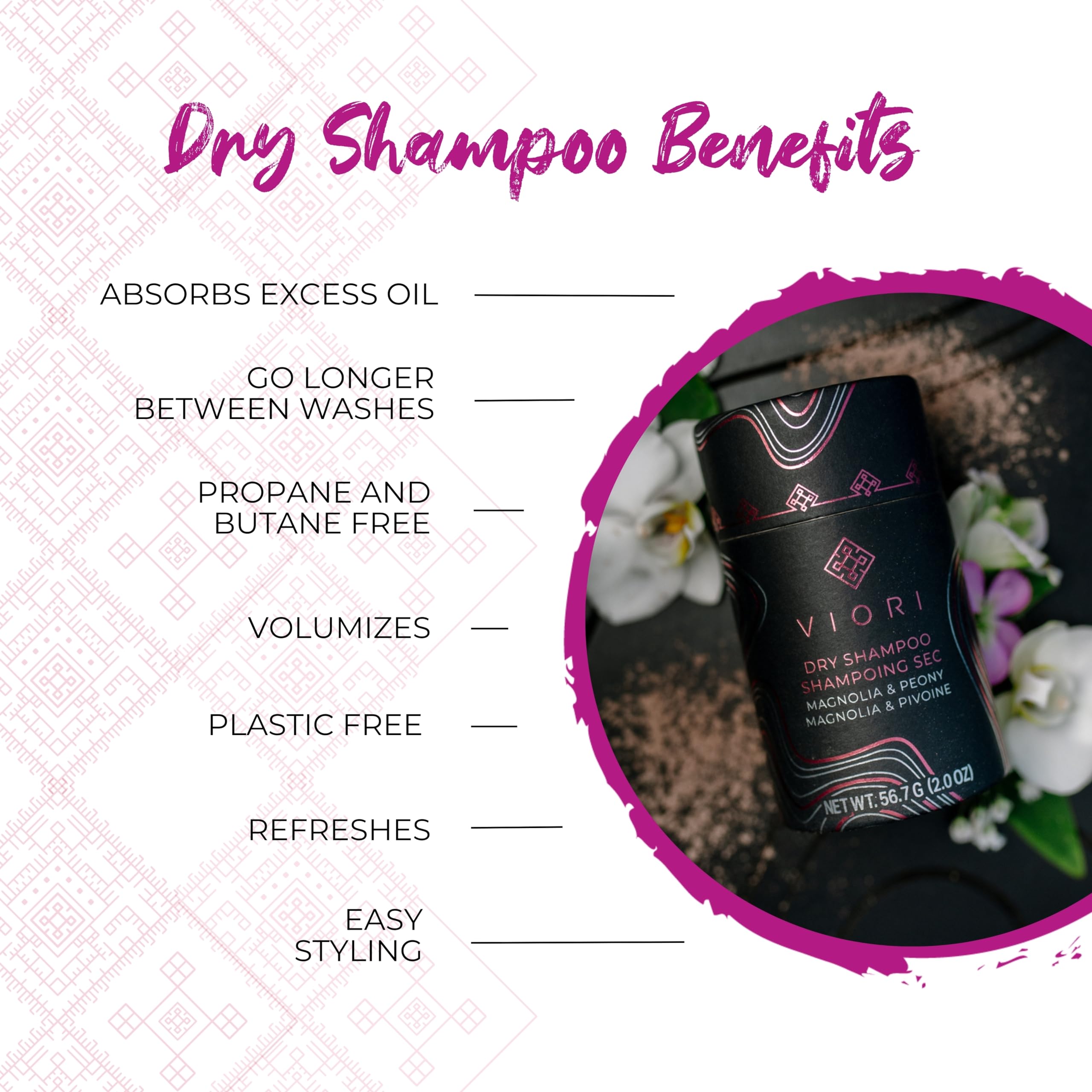 Viori Dry Shampoo Powder, Magnolia And Peony - Fast-Absorbing - Volumizing Shampoo - Dry Shampoo For Oily Hair - Neutralizes Odo