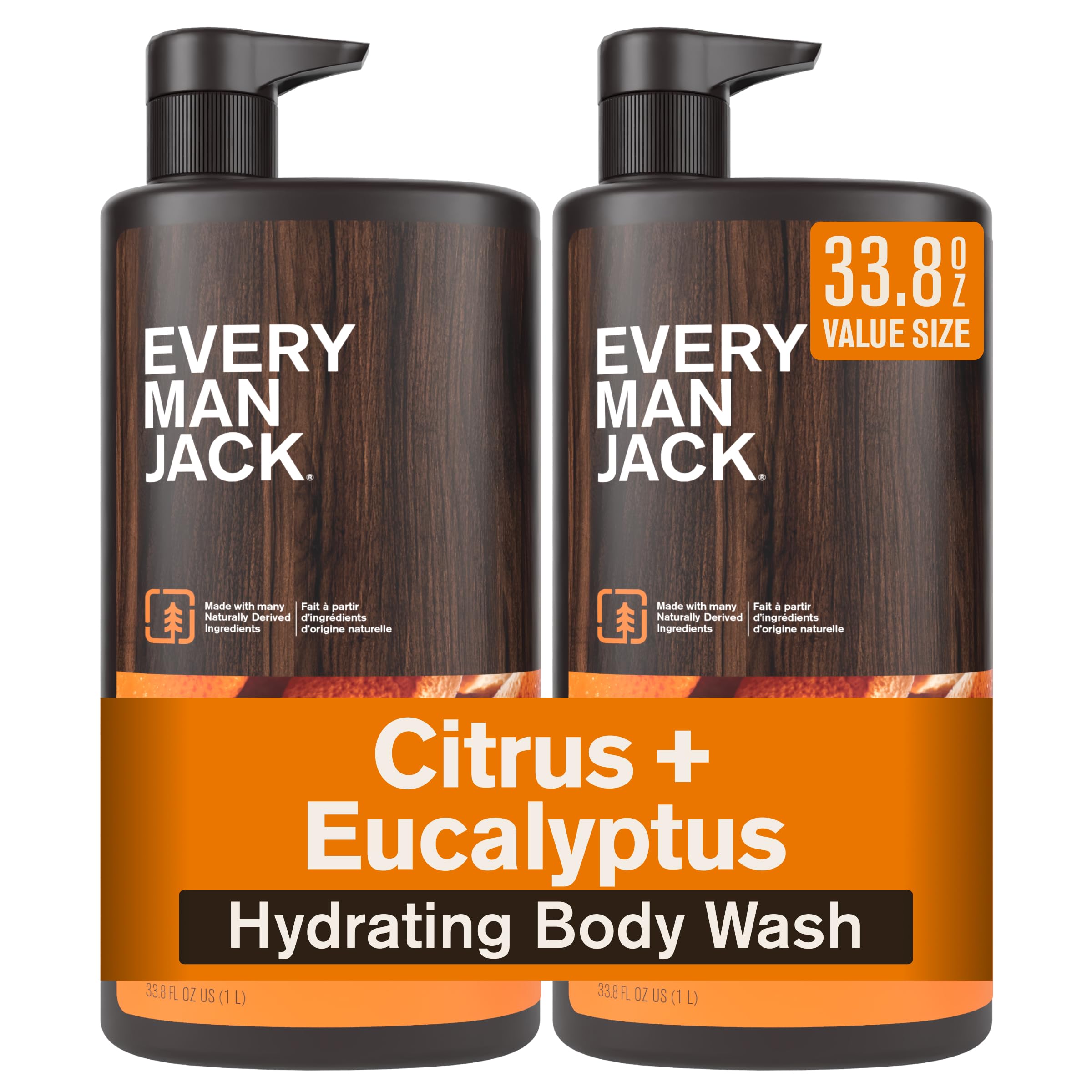 Every Man Jack Citrus + Eucalyptus Mens Body Wash for All Skin Types - Cleanse, Hydrate, and Smell Great - Free of Parabens, Pht
