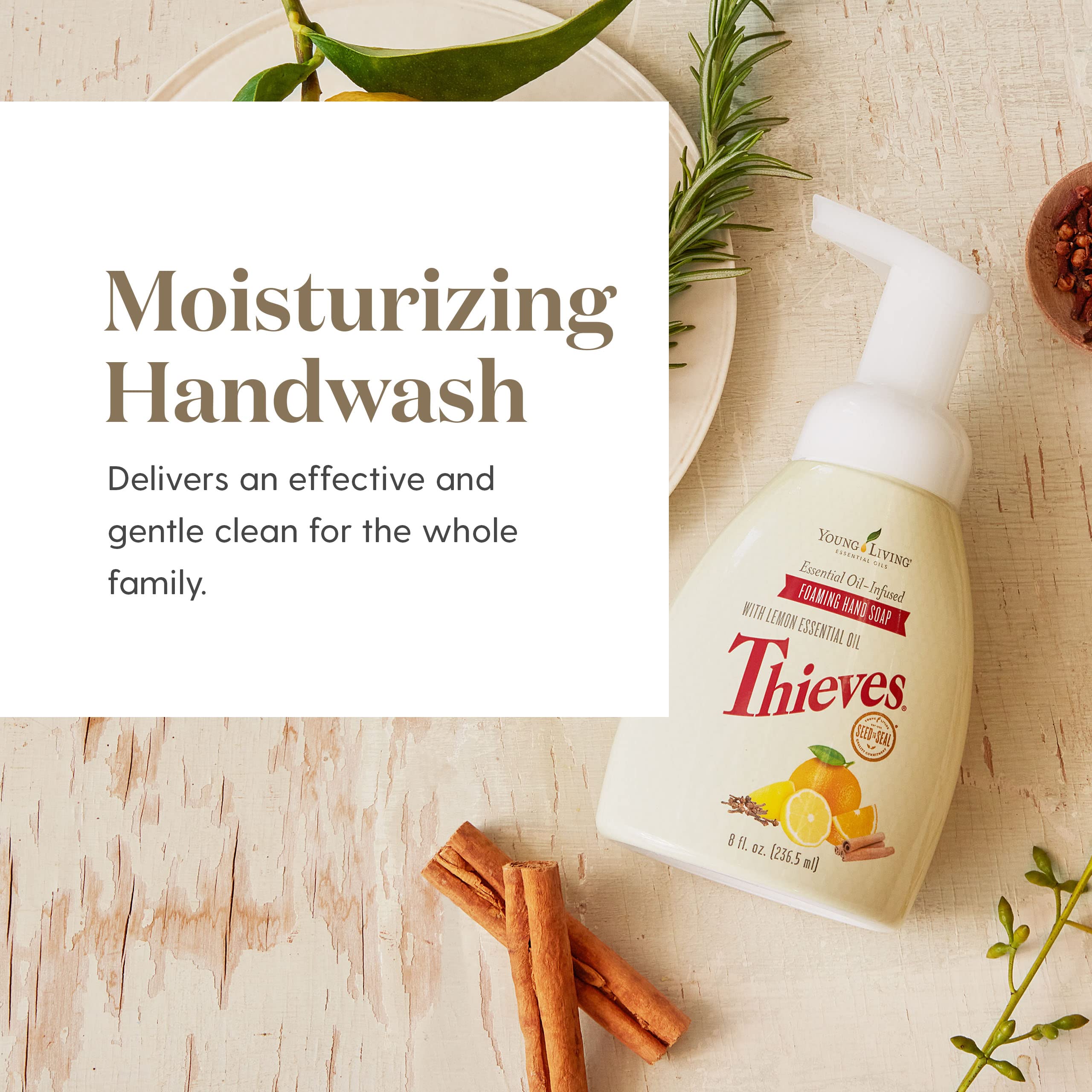 Thieves Foaming Hand Soap 8 fl oz. 2 pk by Young Living Essential Oils - Gentle Cleansing , Refreshing Aroma , Powerful Moisturi
