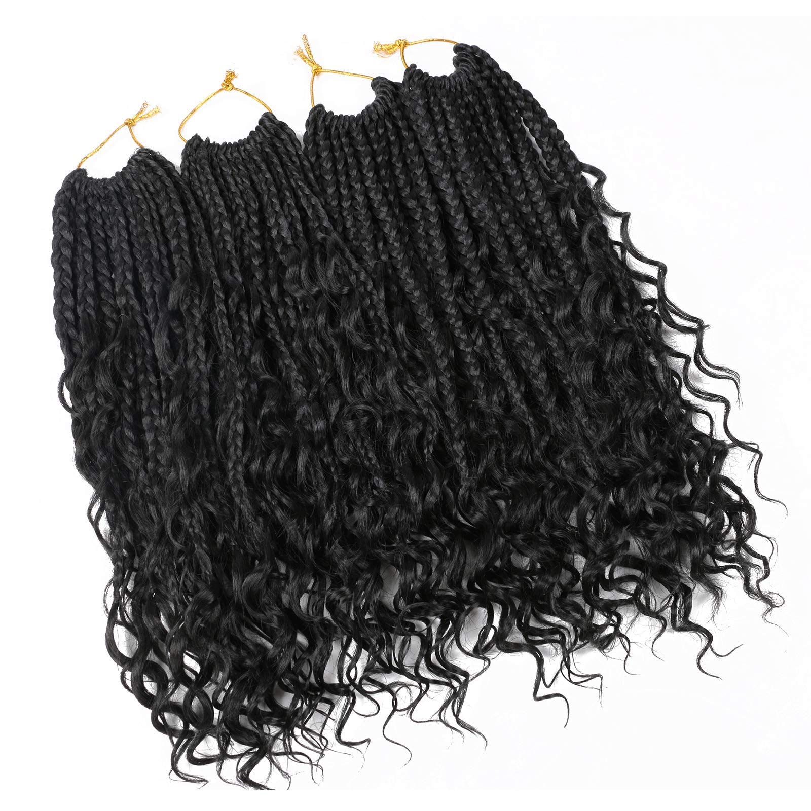 LMZIM 12 Inch Boho Box Braids Crochet Hair Bohomian Crochet Box Braids Curly Ends 8 Pack 3X Crochet Braids Synthetic Braiding Ha