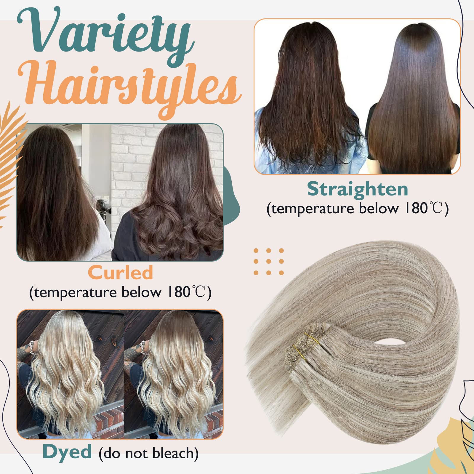 Ve Sunny Human Hair Clip In Extensions Blonde Hair Extensions Clip Ins Dirty Blonde Highlighted Platinum Blonde Clip In Hair Ext