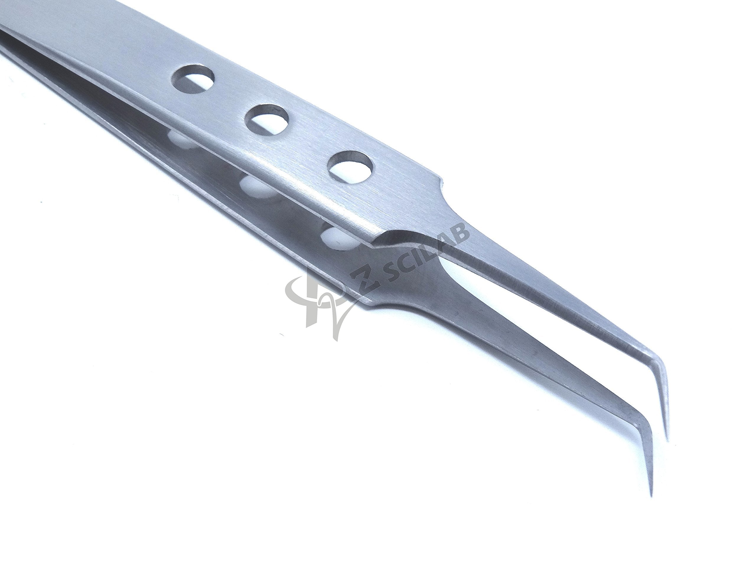 Eyelash Eyebrow Lashes Extensions Volume 3D+ 5D 6D Stainless Steel Tweezers (45 Degree Semi Angled)