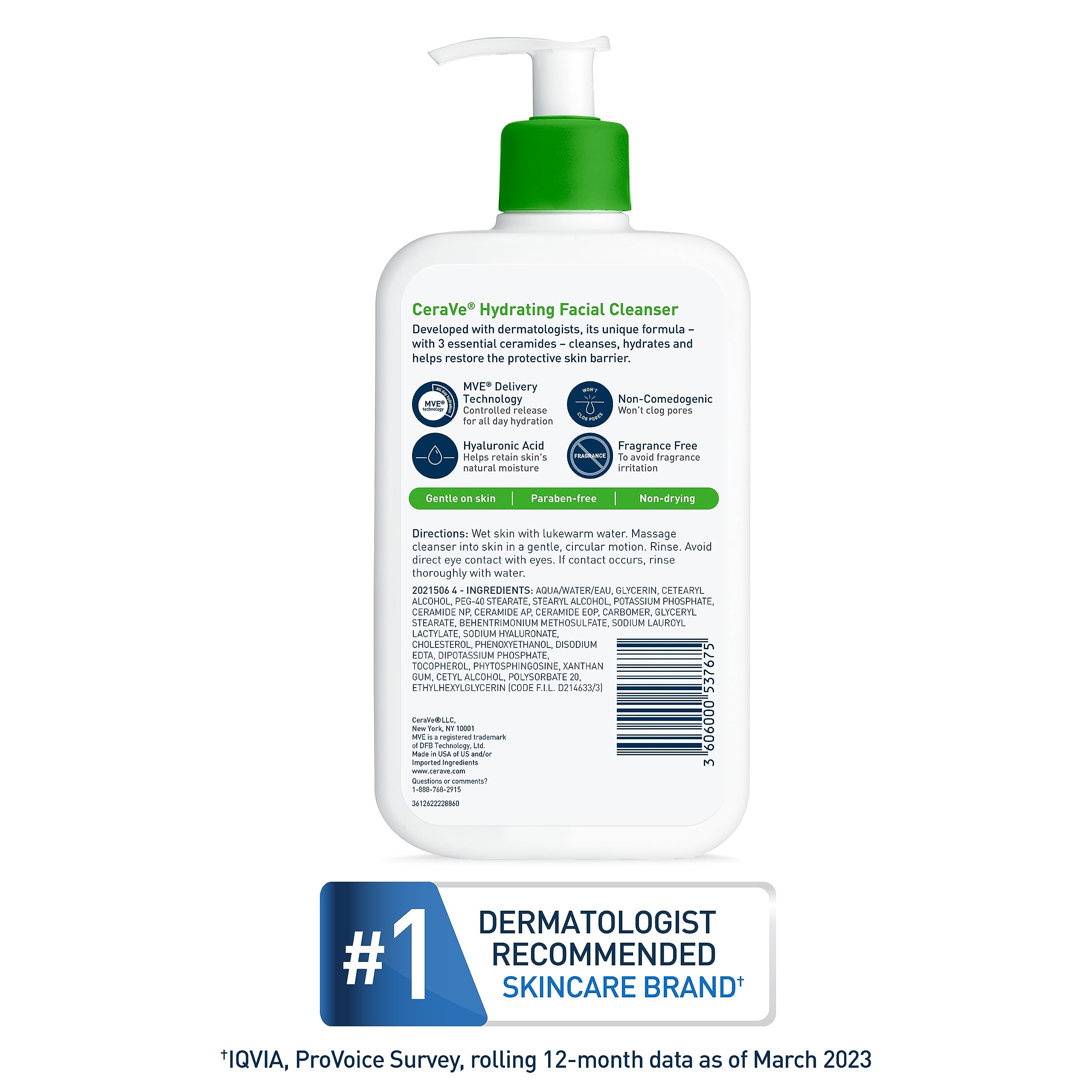 CeraVe Hydrating Facial Cleanser | Moisturizing Face Wash For Dry Skin | Hyaluronic Acid + Ceramides + Glycerin | Hydrating Clea