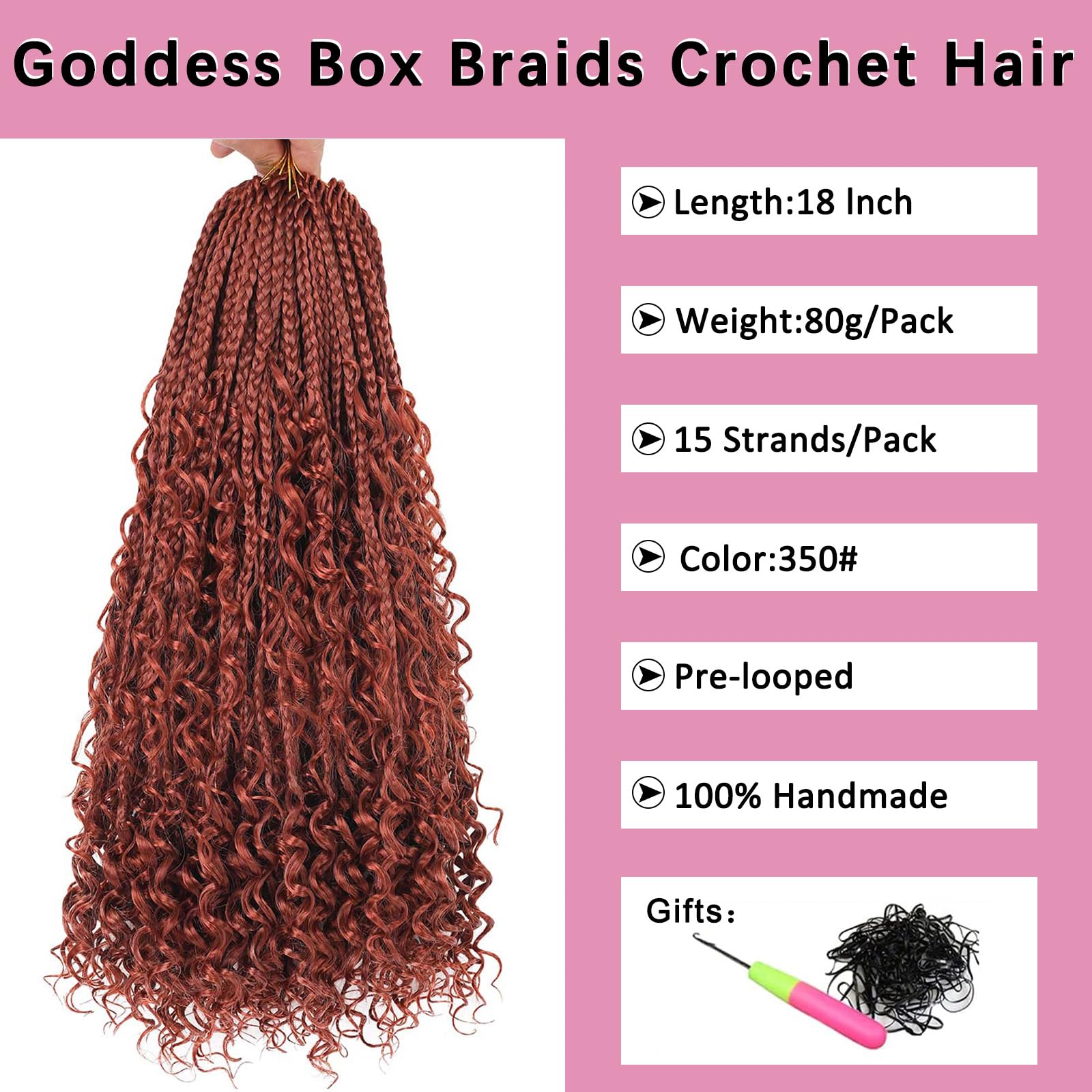 Cookoo 8 Pack Boho Box Braids Crochet Hair For Black Women 18 Inch Synthetic Pre Looped Goddess Box Braids Curly Ends Afro Knotl