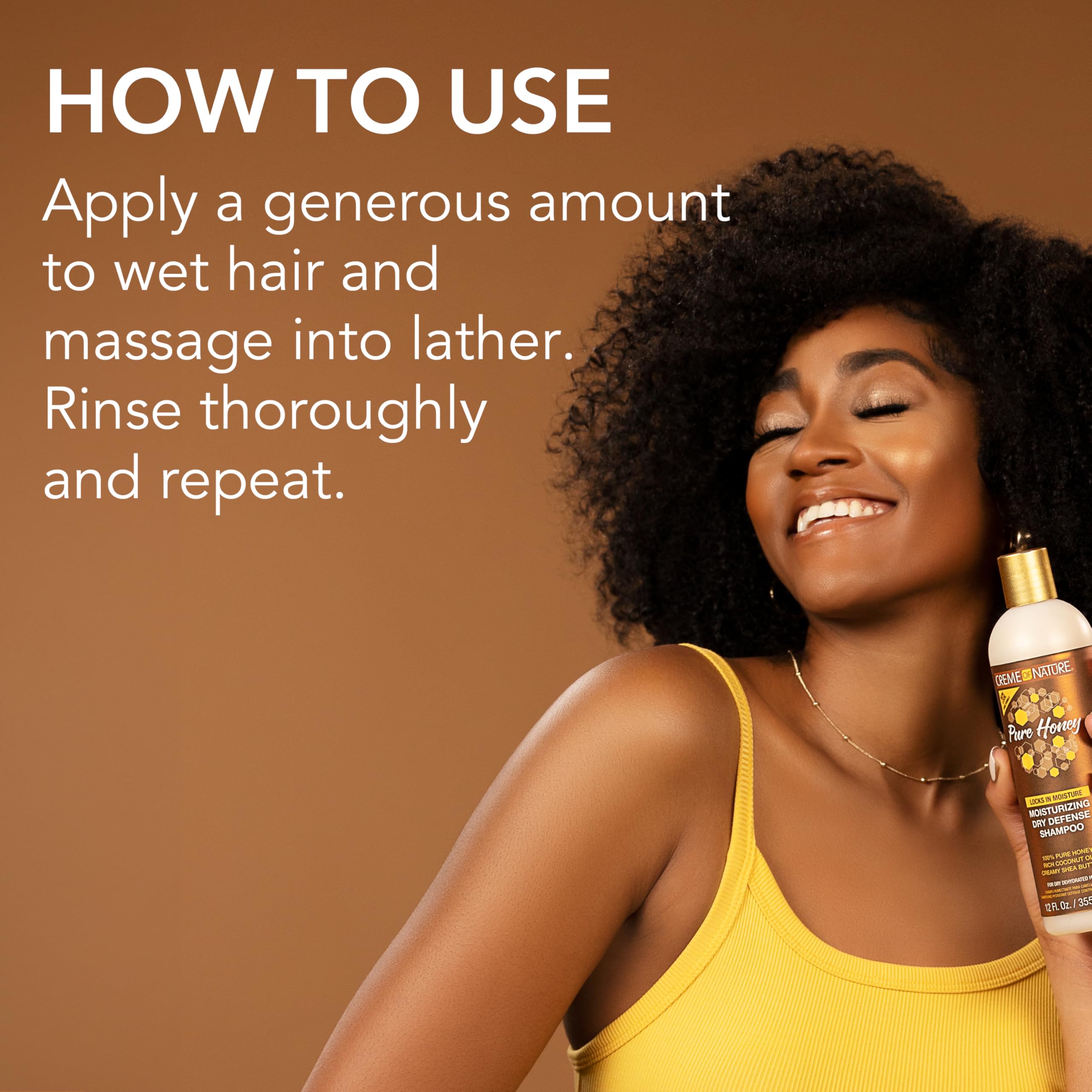 Coconut Oil & Shea Butter Shampoo By Creme Of Nature,Dry Defense For Damaged Hair, Formula With Pure Honey, 12.07 Fl Oz