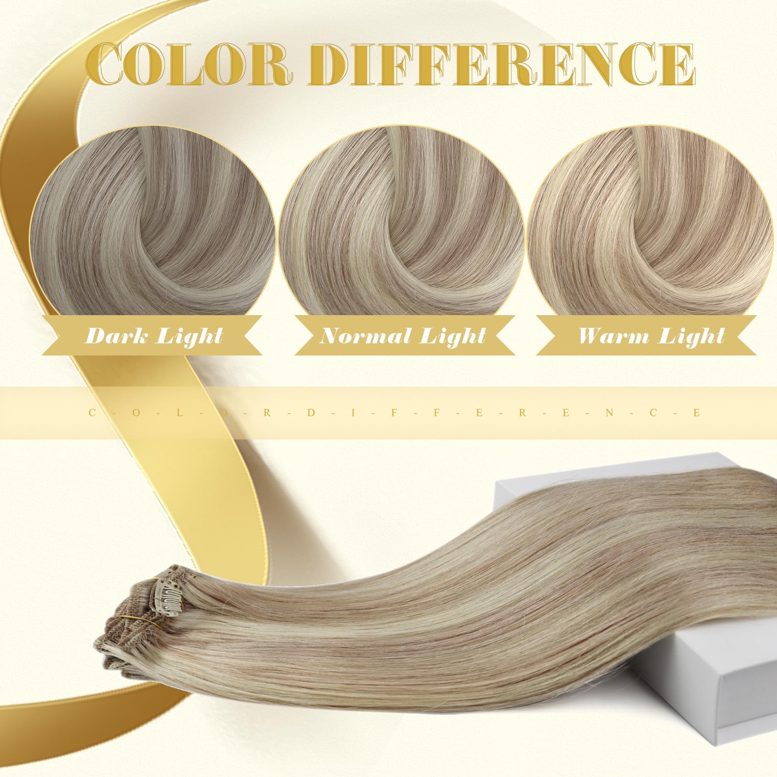 Ve Sunny 22Inch Hair Extensions Clip Ins Blonde Highlights Clip In Hair Extensions Human Hair Long Blonde Clip In Hair Extension