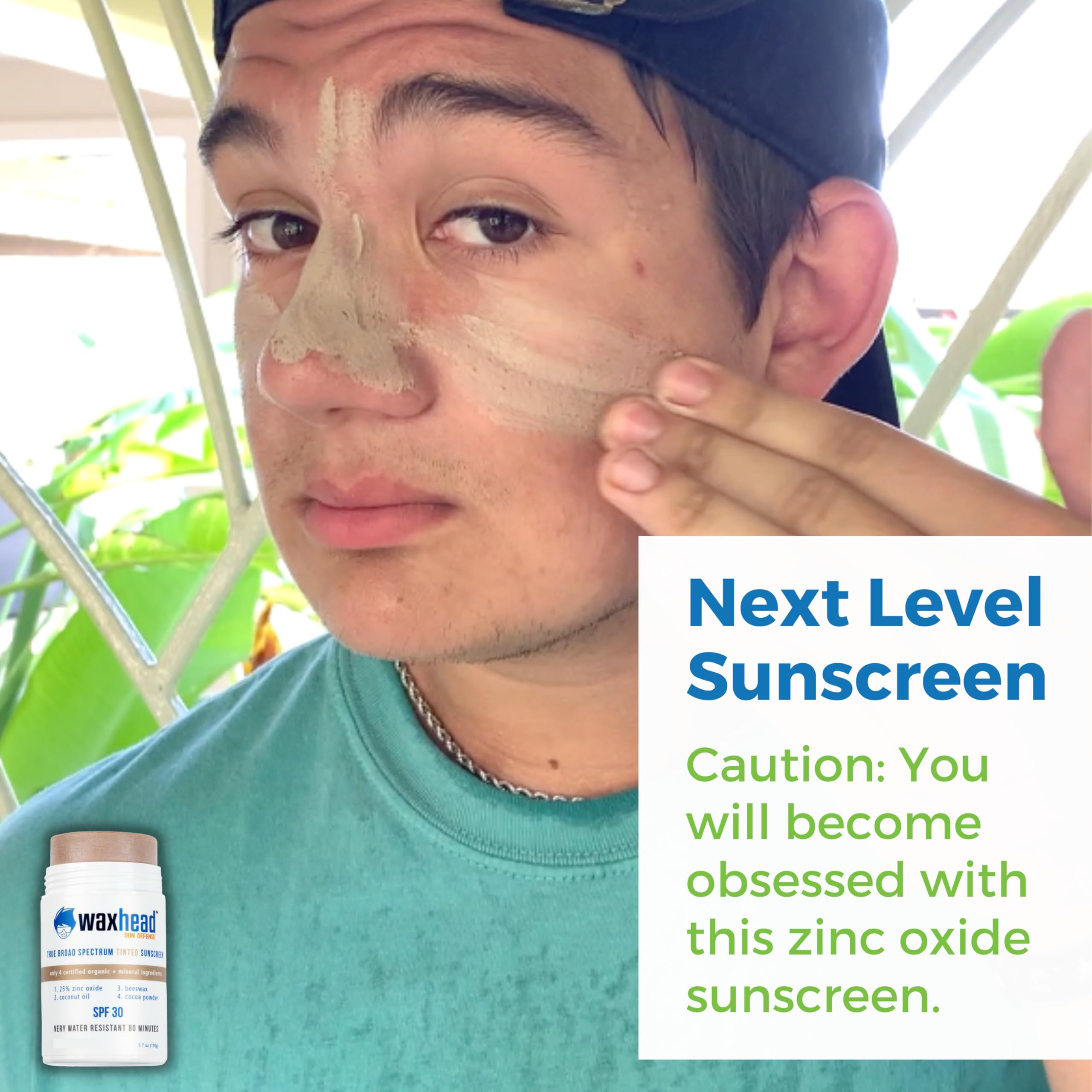 Waxhead Tinted Zinc Stick - Truly Reef Safe Sunscreen, Mineral Sunscreen Face Sunscreen Stick Zinc Oxide Sunscreen, Tinted Zinc