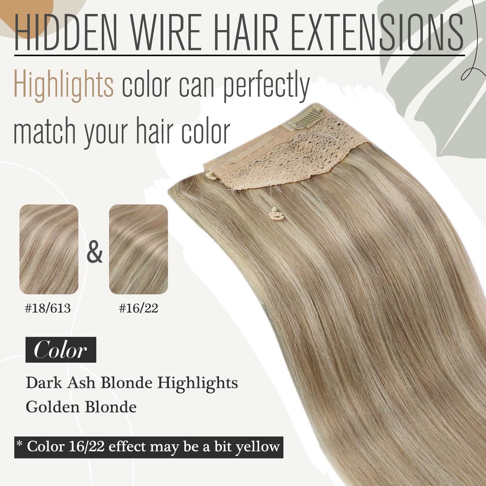 Sunny 95G Blonde Wire Hair Extensions Human Hair Highlights Blonde One Piece Hair Extensions With Secret Wire Real Golden Blonde