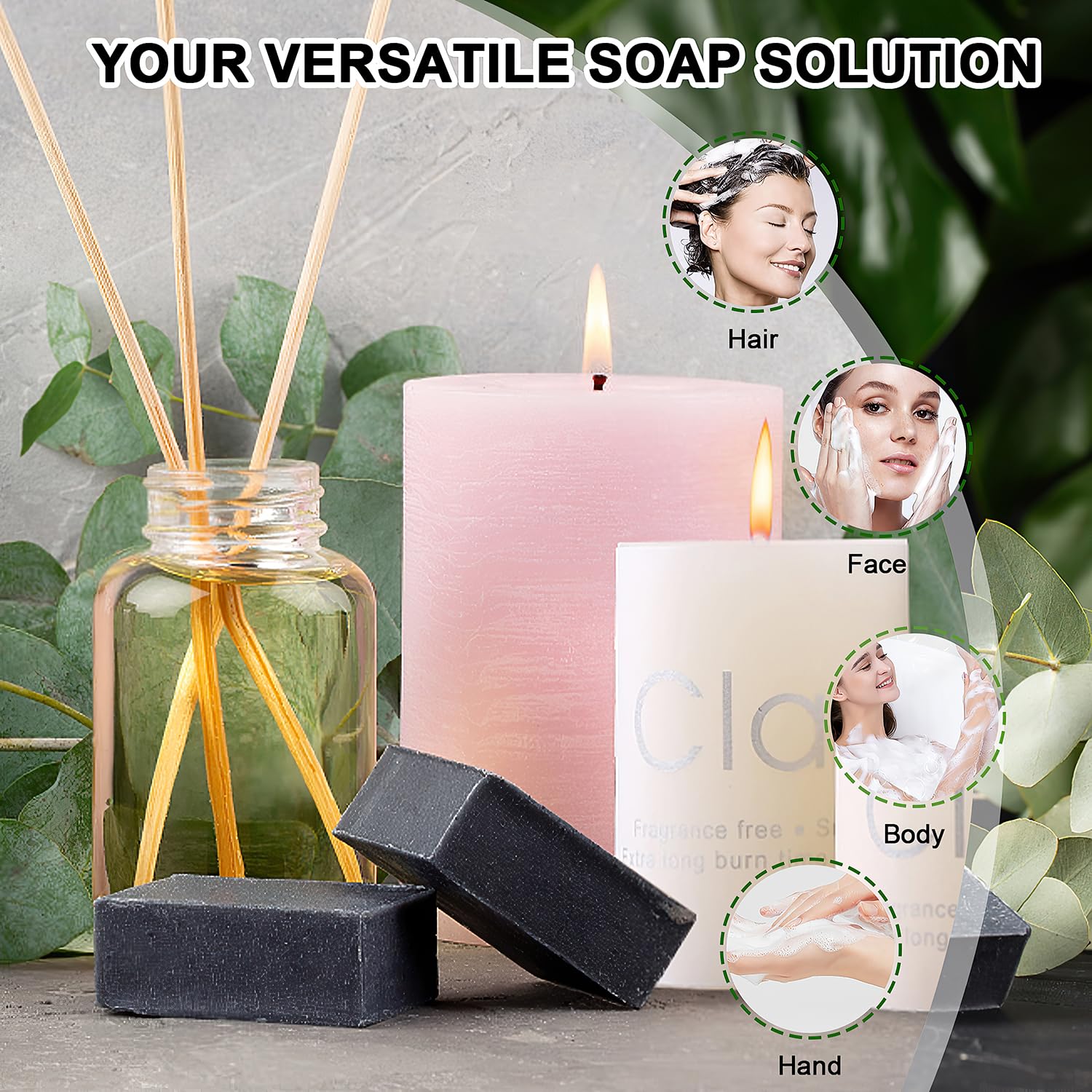 2024 New Face Soap, 2PCS Activated Charcoal Soap Bar Black Soap (2 * 100g)