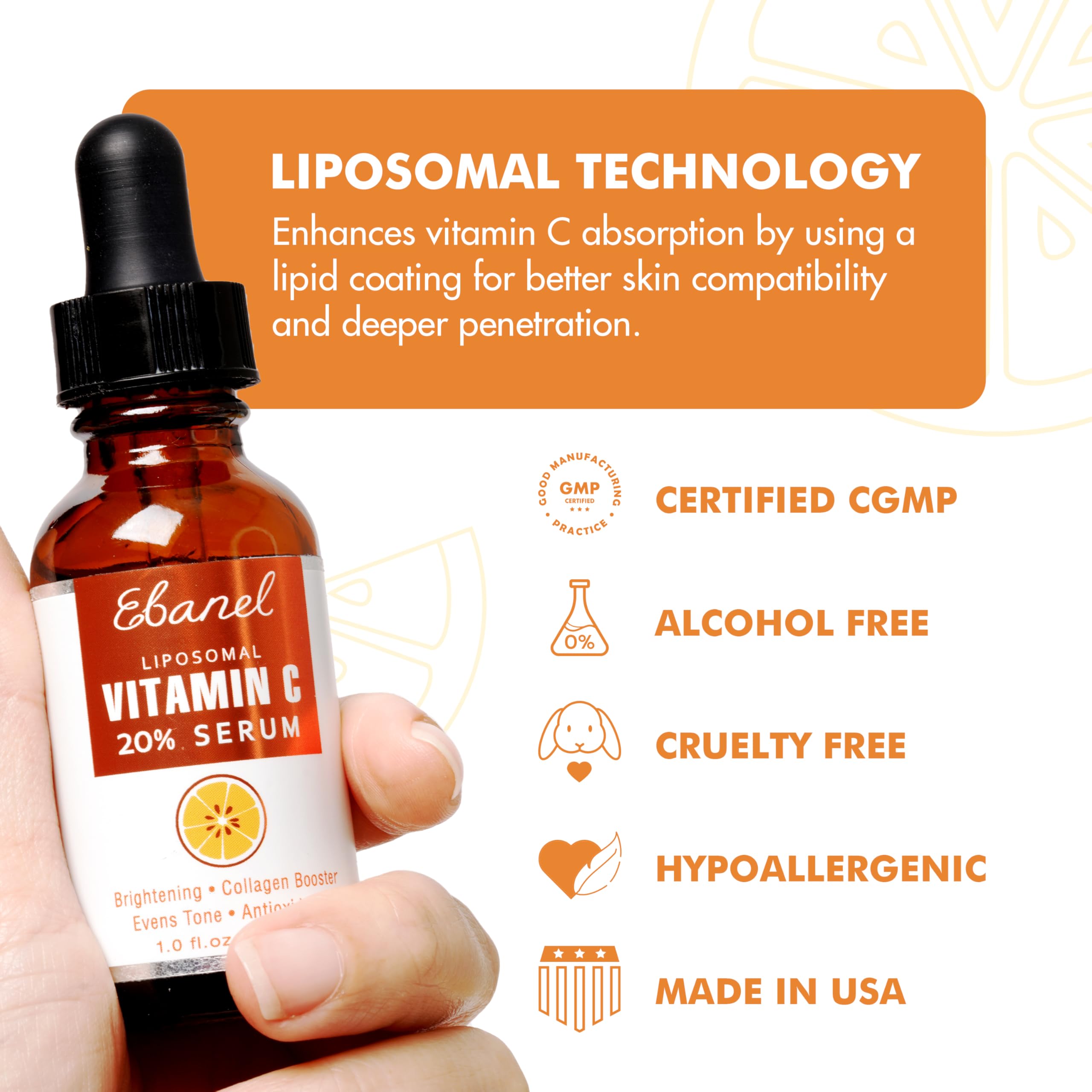 Ebanel Vitamin C Serum for Face with Ferulic Acid, Retinol, Vitamin B5 & E, Antioxidant Brightening Serum, Dark Spot Remover for