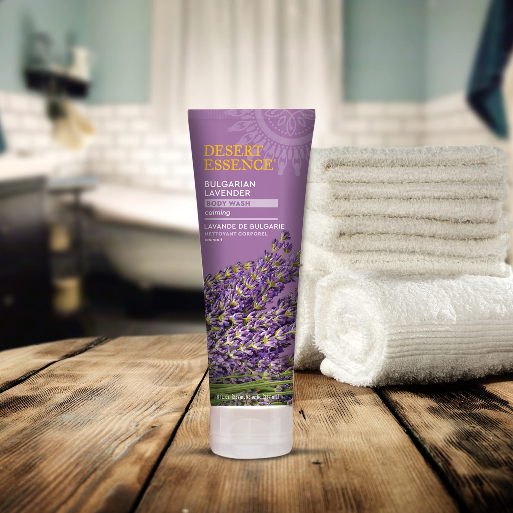Desert Essence Bulgarian Lavender Body Wash - 8 Fl Ounce - Gentle Cleansing - Calms & Soothes Skin - Soft & Nourished - Vitamin