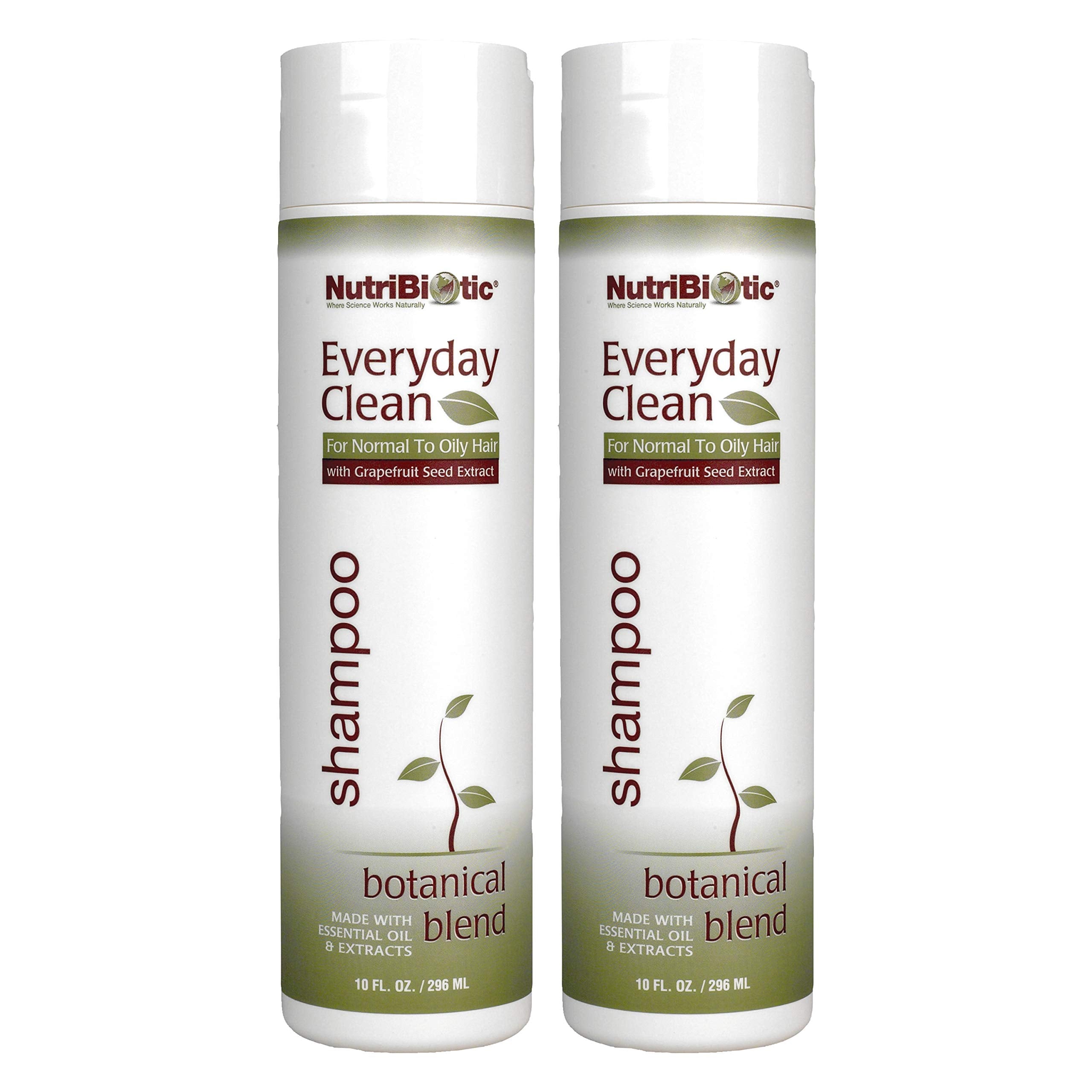 NutriBiotic Everyday Clean Shampoo, Botanical Blend, 10 Fl Oz Twin Pack | GSE & Botanicals for Normal to Oily Hair | Free Of Par