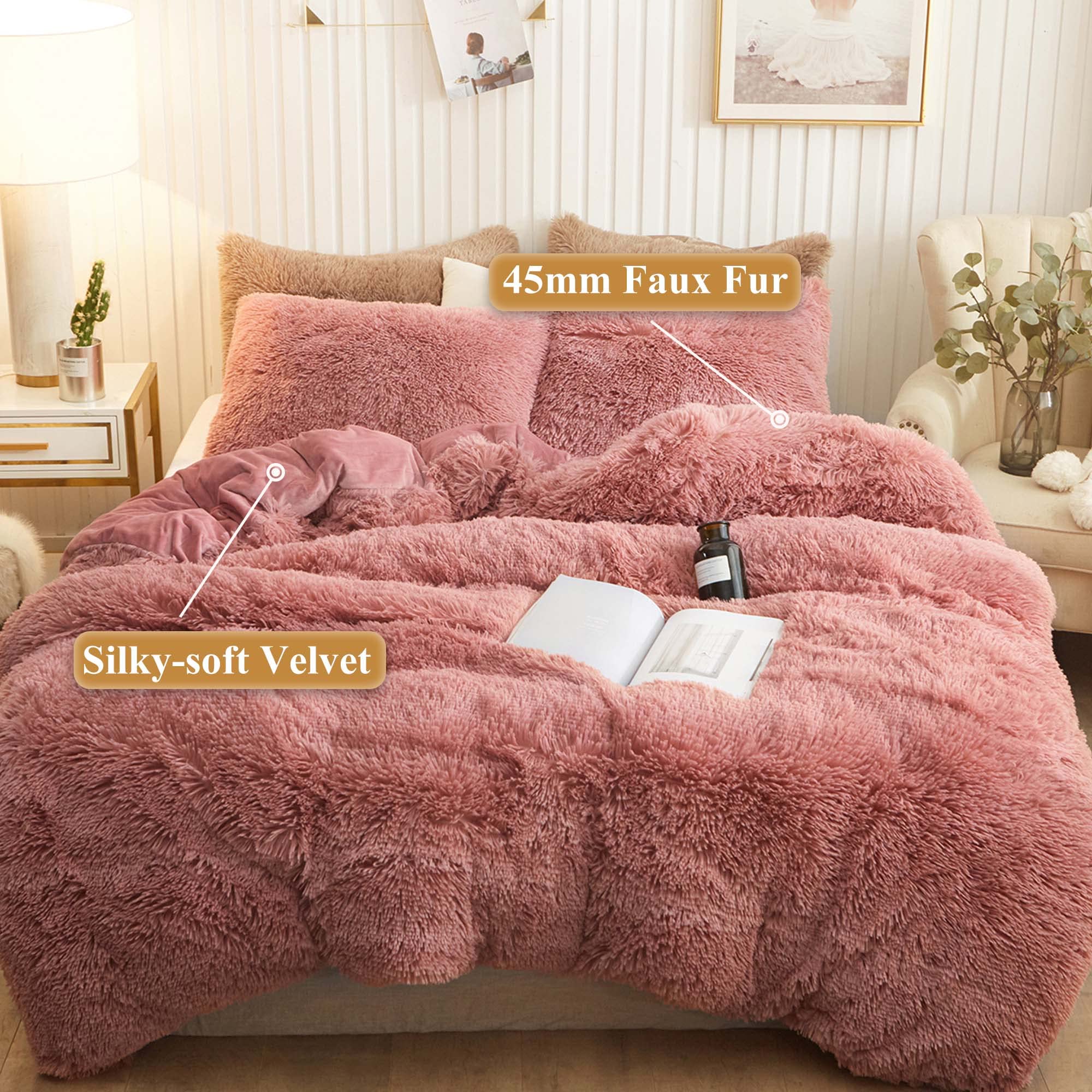 Xege Plush Shaggy Duvet cover, Luxury Ultra Soft crystal Velvet Fuzzy Bedding 1Pc, Fluffy Furry comforter cover for Bedroom Home