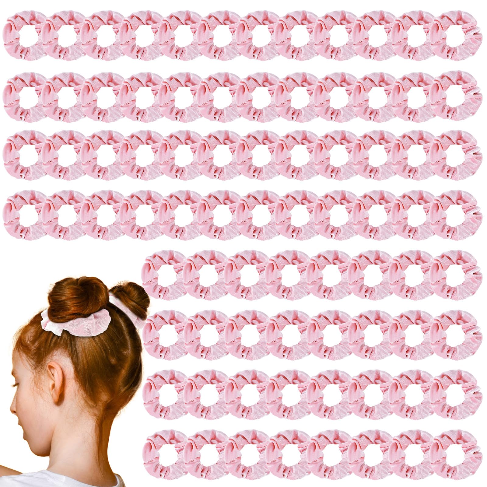 Juexica 150 Pcs Pink Velvet Scrunchies Bulk Soft Hair Scrunchy Cute Hair Ties Scrunchies Solid Color Elastic Bands for Women Gir