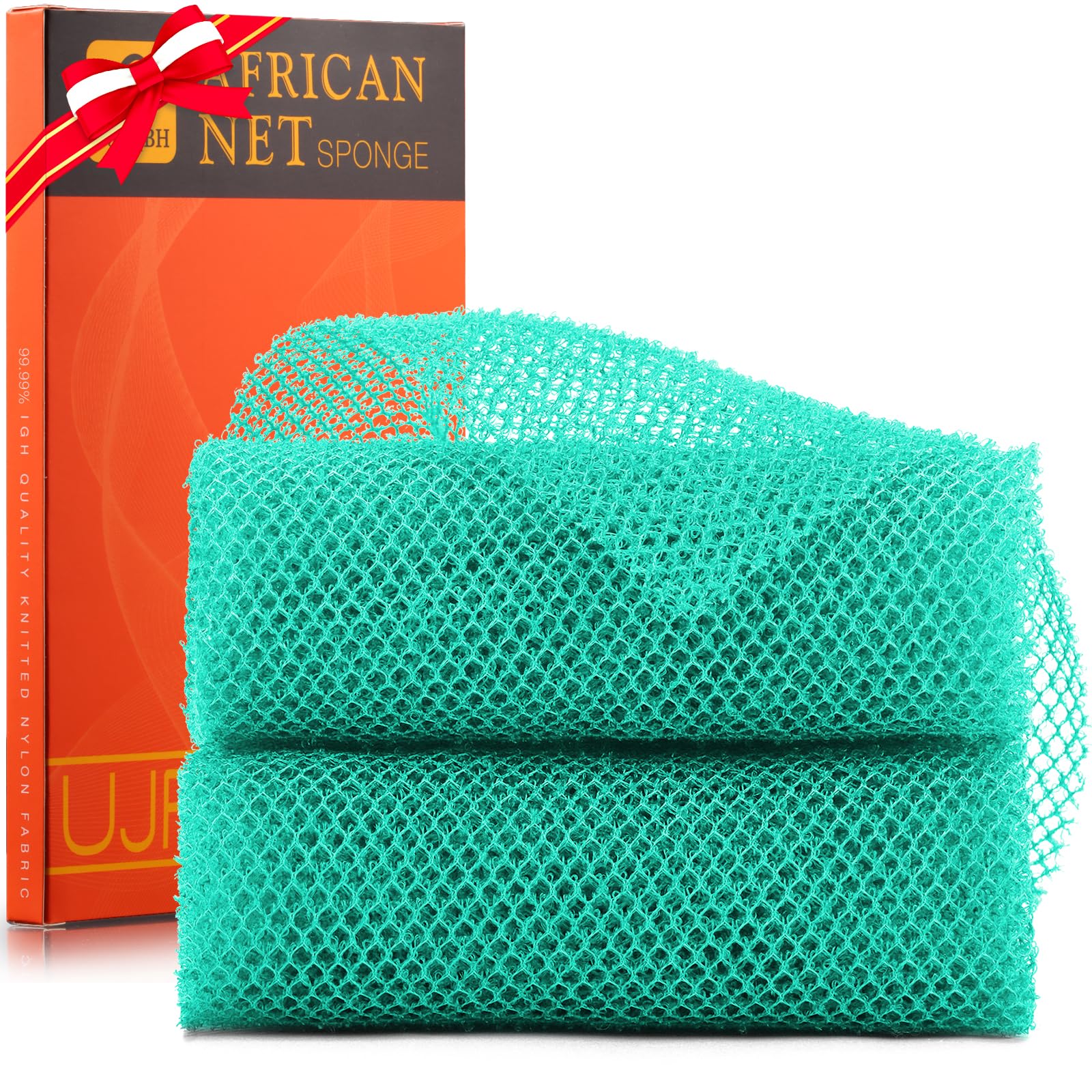 2 Pieces African Bath Sponge African Net Long Net Bath Sponge Exfoliating Shower Body Scrubber Back Scrubber Skin Smoother,Great