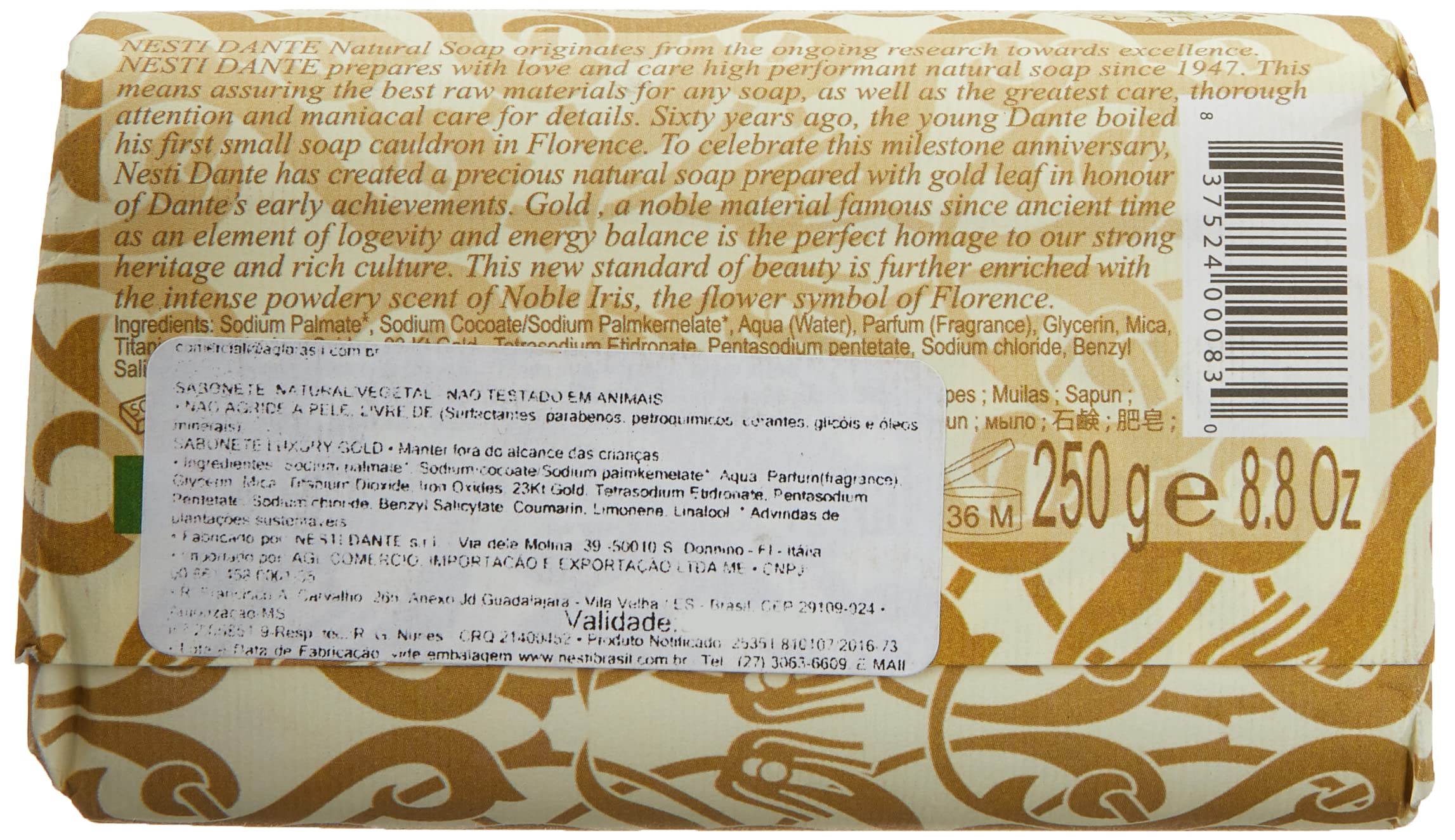 Nesti Dante Nesti Dante 60 Anniversary Luxury Gold Soap With Gold Leaf (Limited Edition), 8.8Oz, 8.8 Ounce