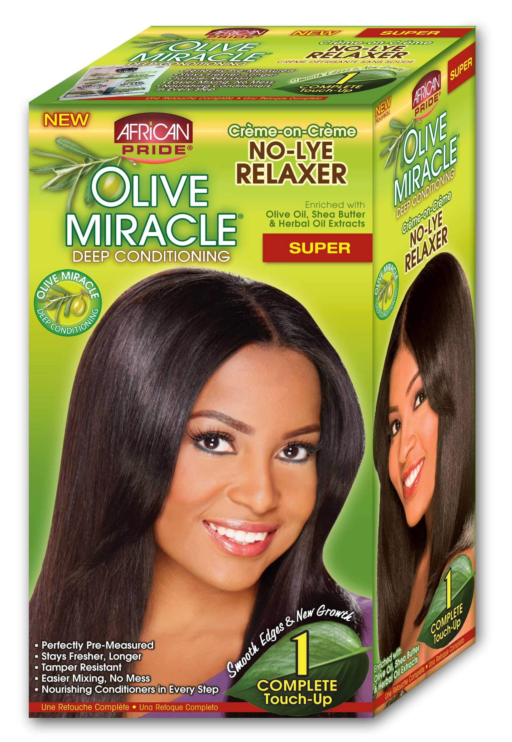 African Pride Olive Miracle Deep Conditioning No-Lye Relaxer Kit, Super, 1Count