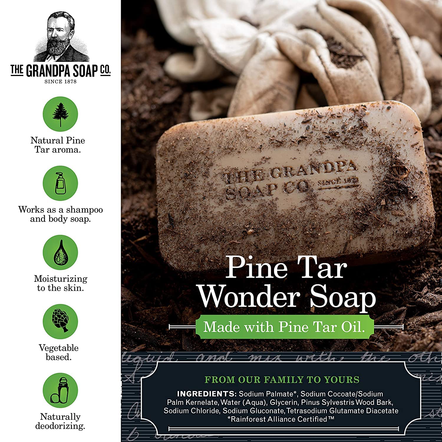 Grandpa'S Pine Tar Soap 4.25 Ounce (Pack Of 2)