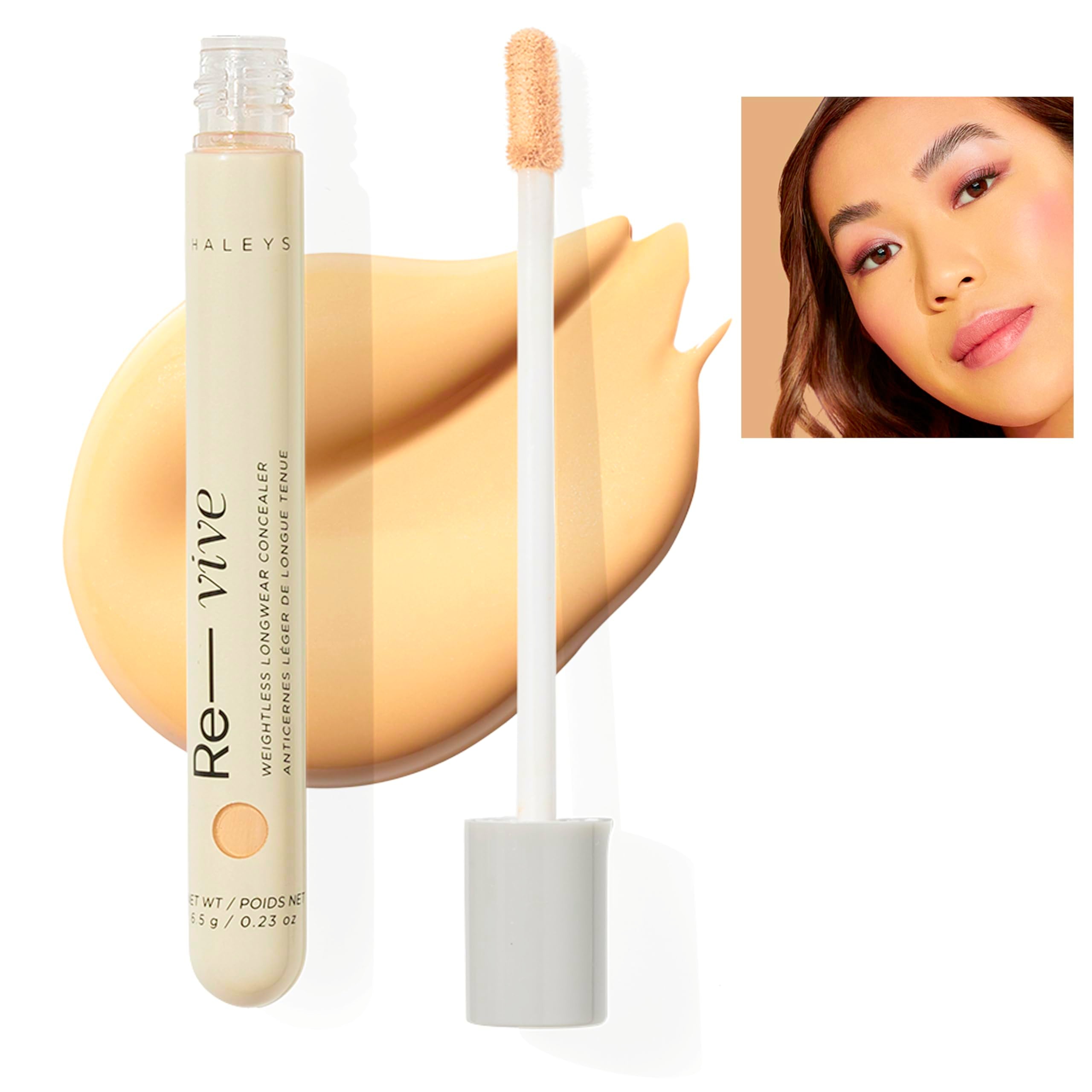 HALEYS Weightless Longwear Concealer (Light/Medium - Warm), Re-vive, Medium to Full Coverage, Gripping Concealer, All-Day Wear, 