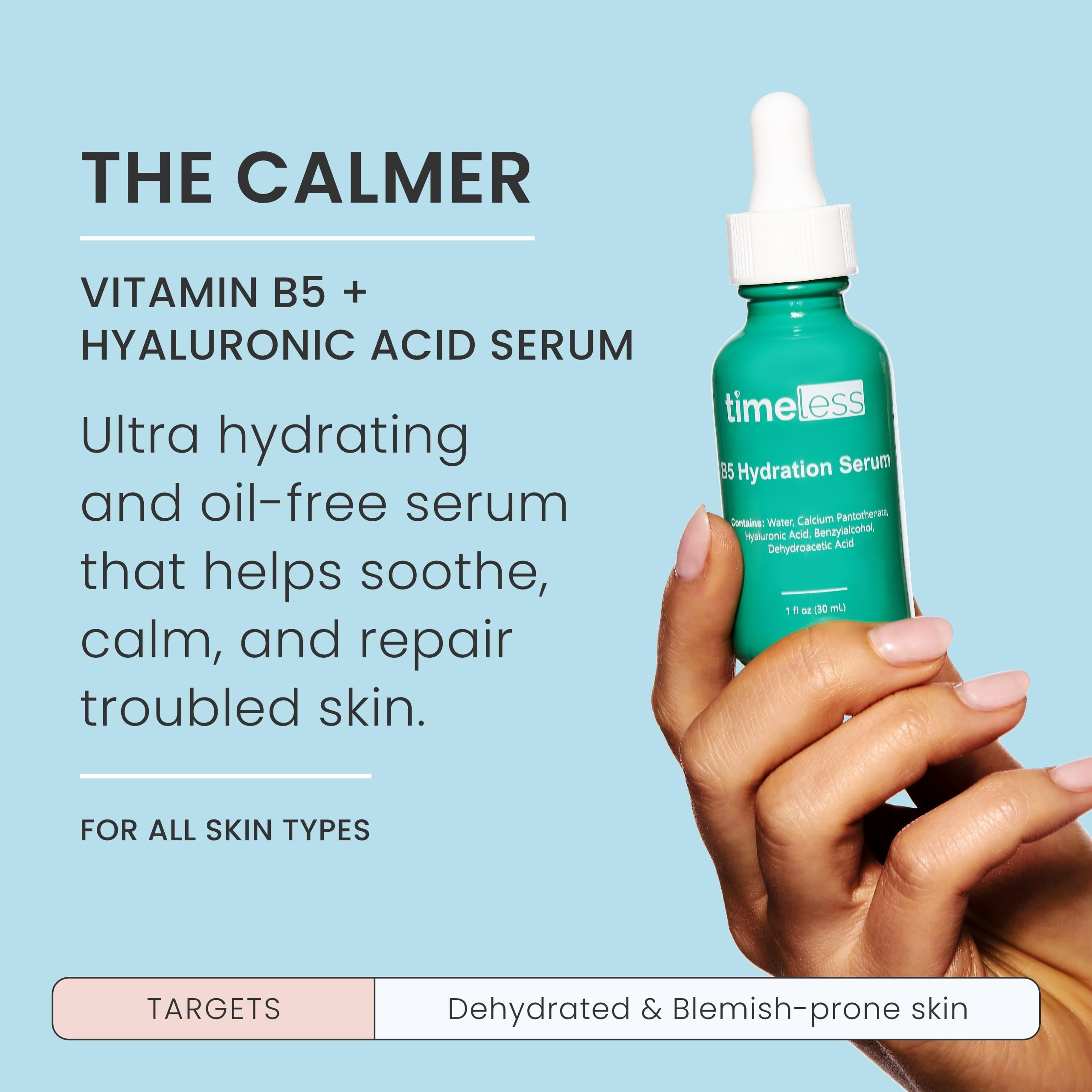 Timeless Skin Care Vitamin B5 Serum - Hydrating Face Serum with Hyaluronic Acid - Oil-Free Skin Care Serum - Supports Skin Healt