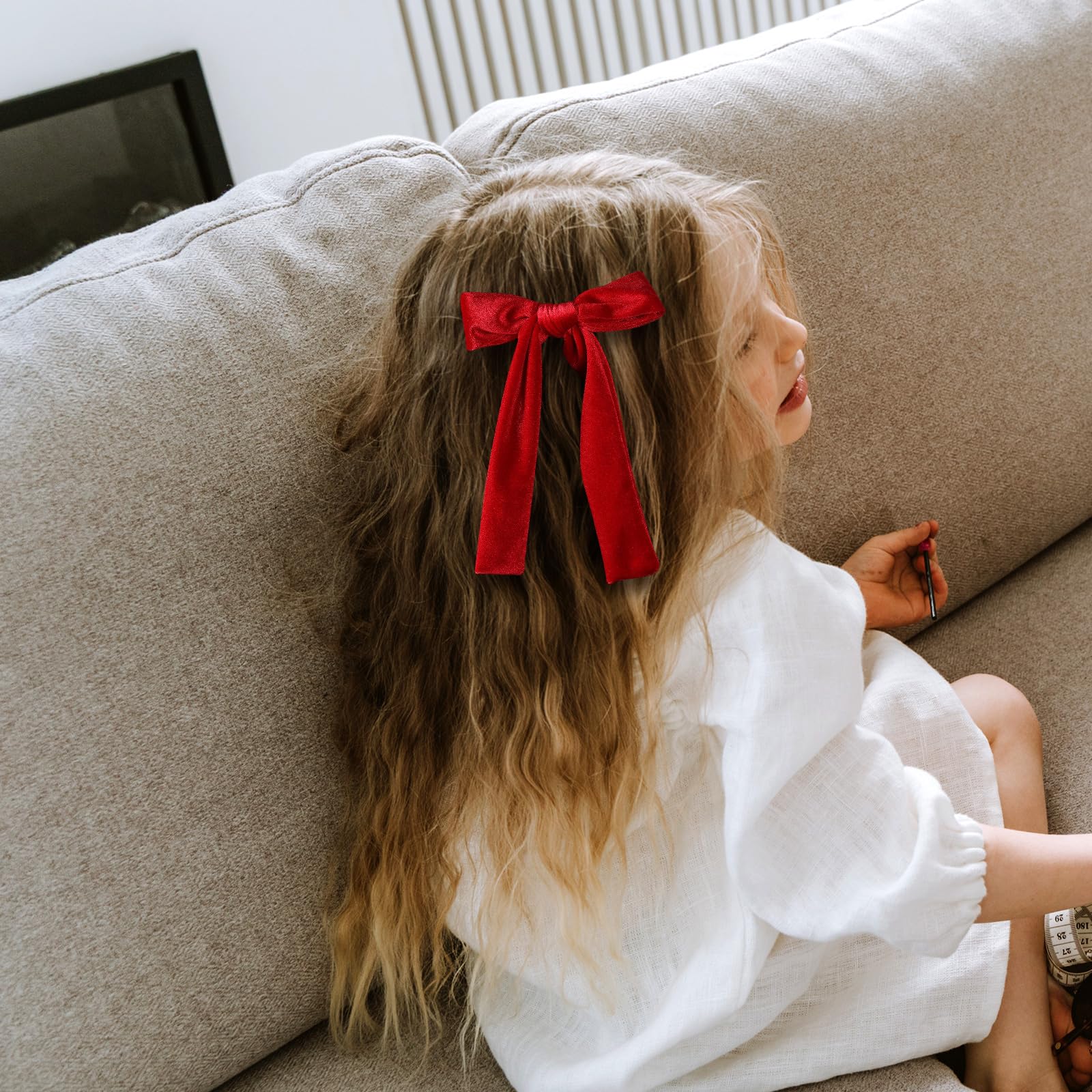 Velvet Velvet Long Tail Hair Bows For Women Girls 5'' Big Red Velvet Ribbon Ponytail Bow Alligator Clips Hairpins Hair Barrettes