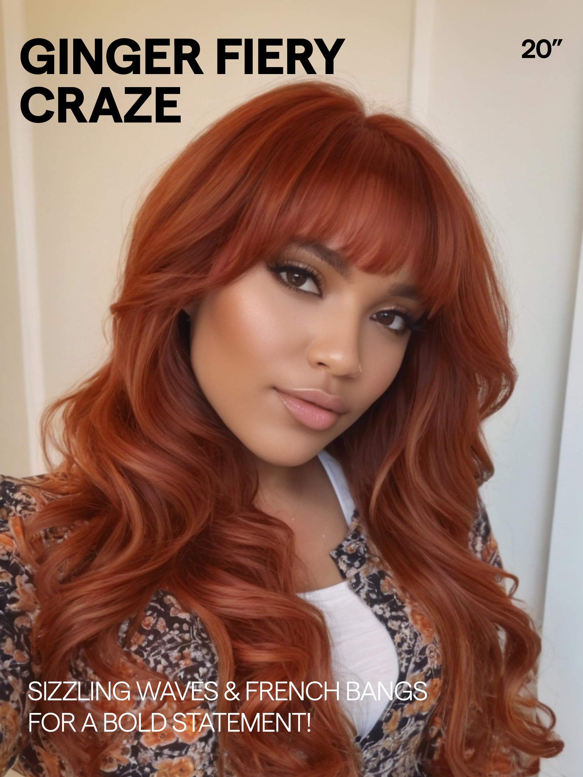Gorgius Orange Brown Wigs With Bang Body Wave Wigs Long Natural Look Glueless Wavy Wig Crafted With Style-Archive Technology: Pr