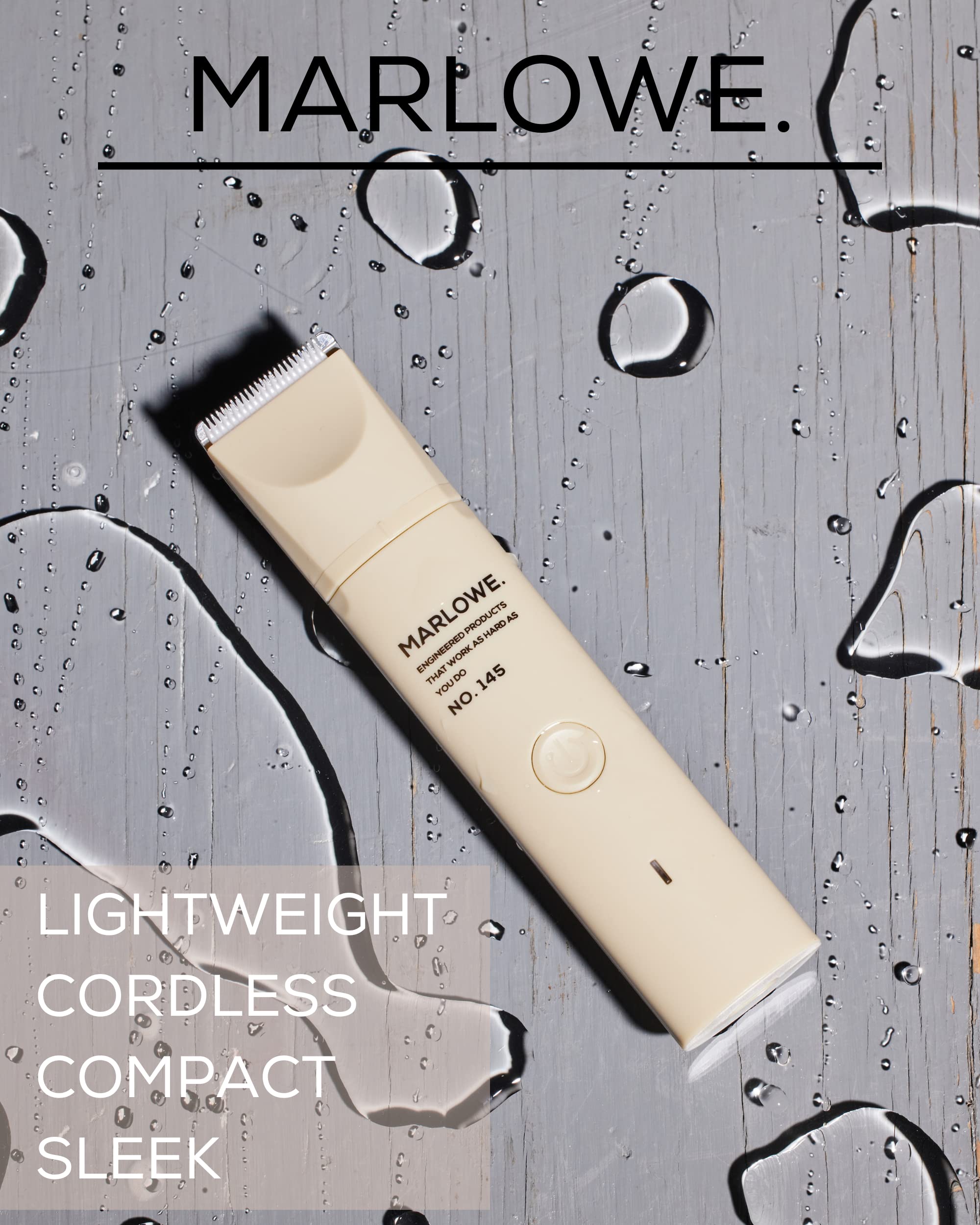 Marlowe. No. 145 Body Hair Trimmer For Men, Desert Sand, Lightweight Waterproof Personal Groomer, Ceramic Blades, Adjustable Com