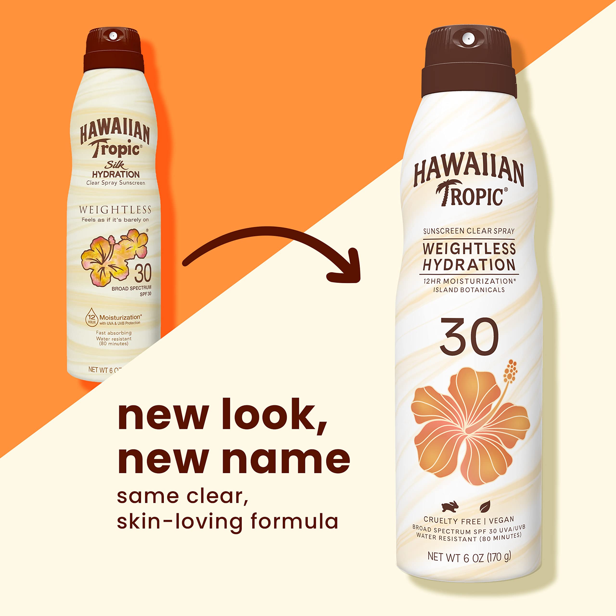 Hawaiian Tropic Weightless Hydration Clear Spray Sunscreen Spf 30, 6Oz Twin Pack | Hawaiian Tropic Sunscreen Spf 30, Sunblock, O