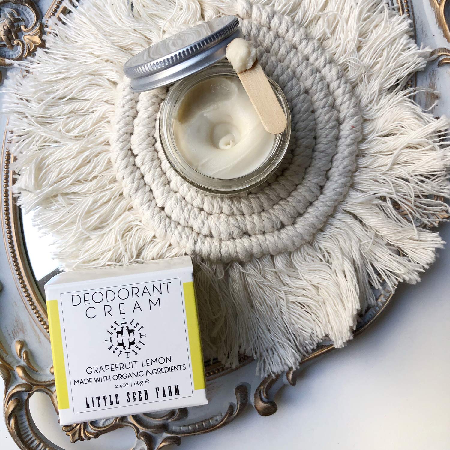 Little Seed Farm All Natural Deodorant Cream, Aluminum Free Deodorant For Women Or Men, 24 Ounce - Grapefruit Lemon