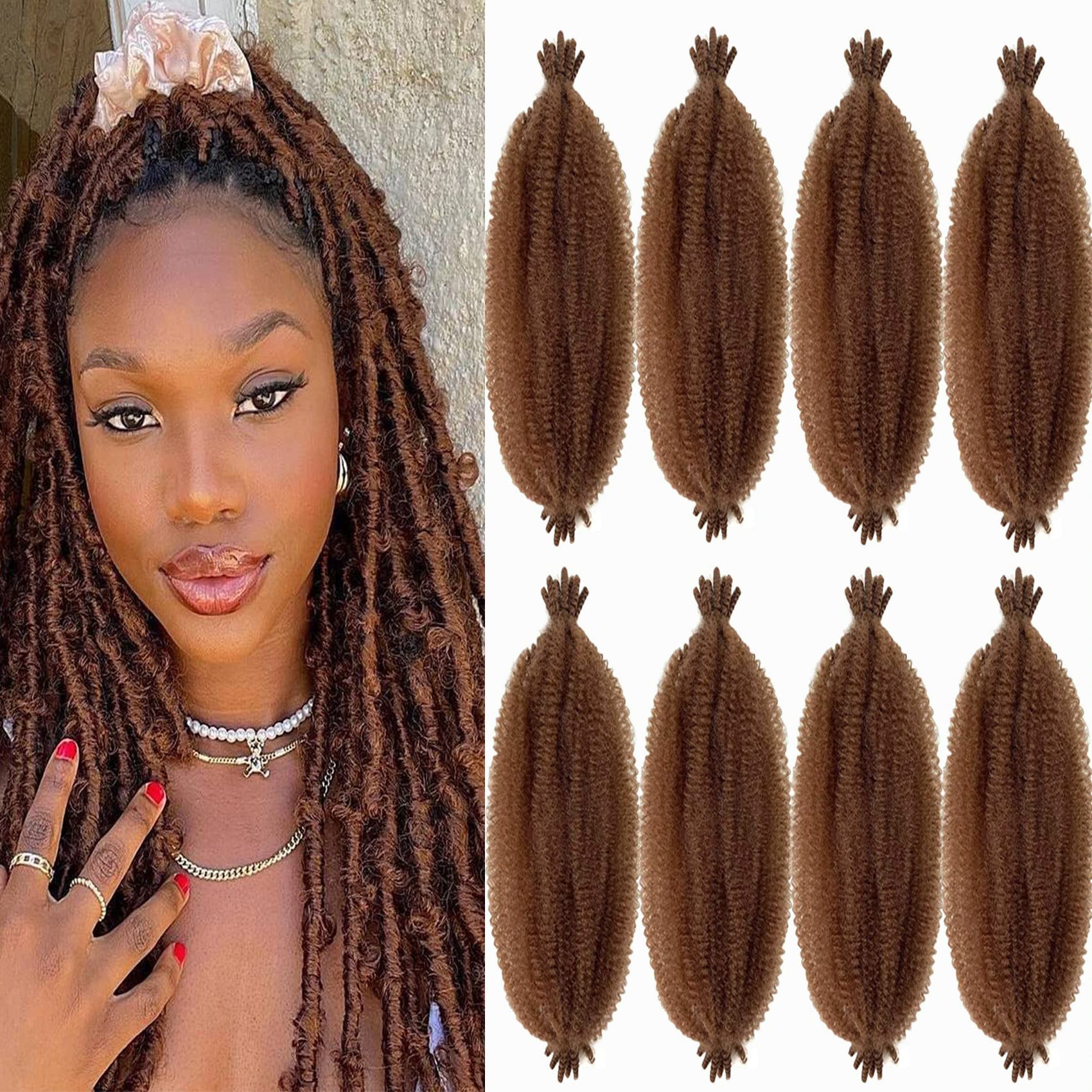 Marley Twist Braiding Hair Pre-Separated Springy Afro Twist 24 Inch 30# Color Spring Twist Hair Kinky Twist for Faux Locs Croche