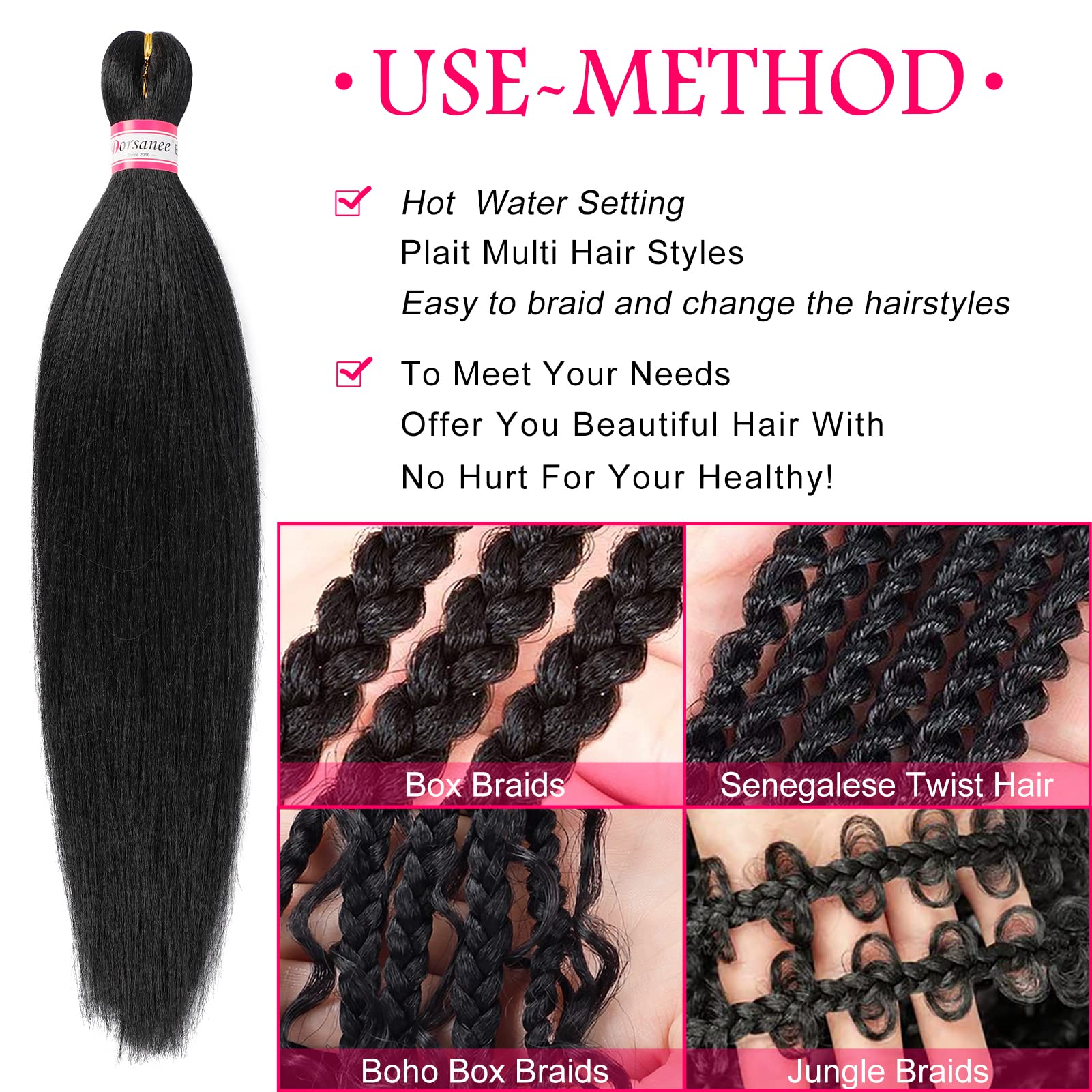 Pre Stretched Braiding Hair 8 Packs 22 Inch Professional Hair For Braiding Easy To Twist Crochet Braids Hot Water Setting Yaki S
