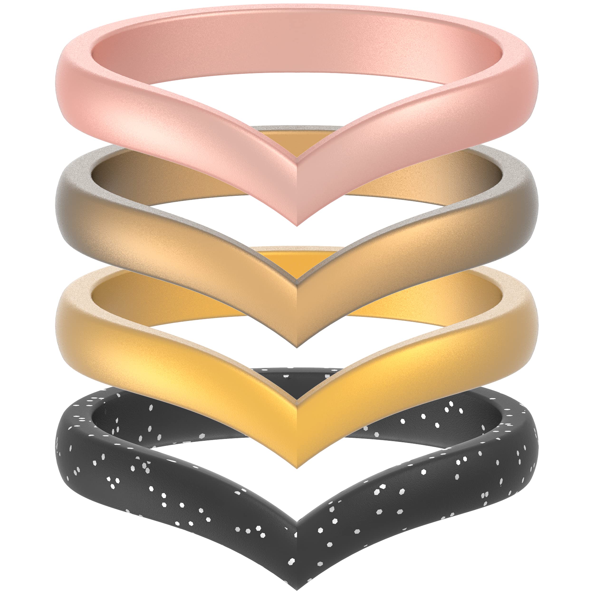 ThunderFit Thin Heart Shaped Silicone Wedding Rings for Women, Stackable Rubber Engagement Bands 2.7mm Wide 2mm Thick - 1/4/8 Va