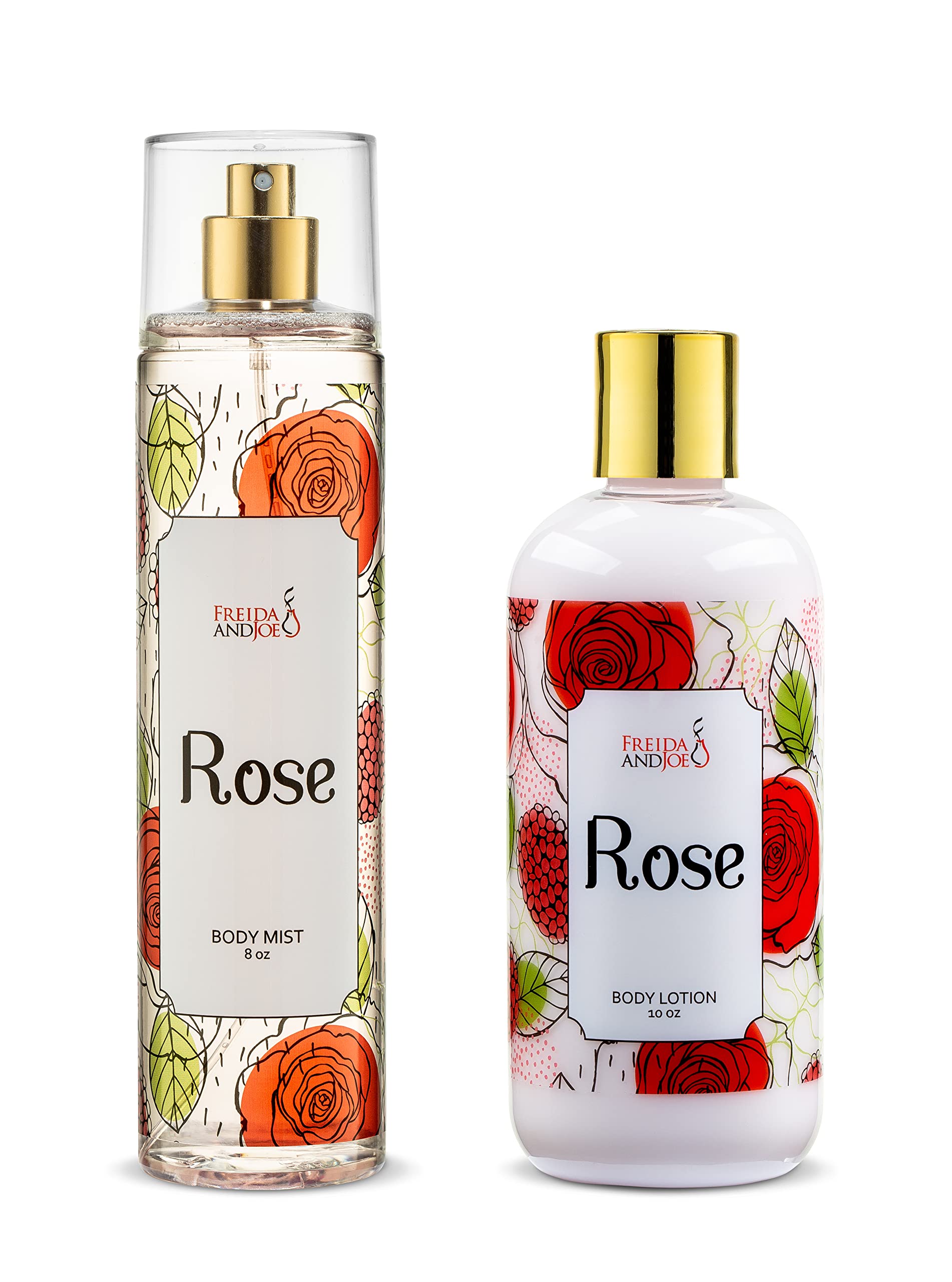 Rose Home Spa Gift 10oz Deep Moisturizing Fragrance Body Lotion & 8 oz. Fine Fragrance Body Mist Set Luxury Self-Care Combo for 