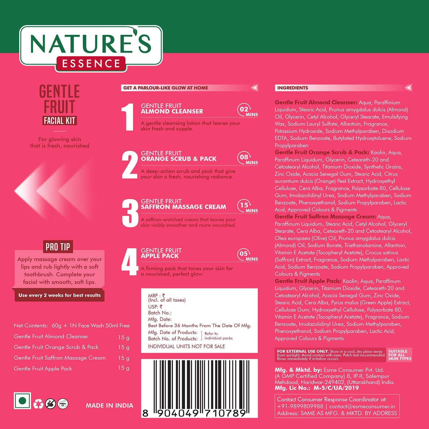 Nature's Essence Gentle Fruit Facial Kit (45Grams+30ML)