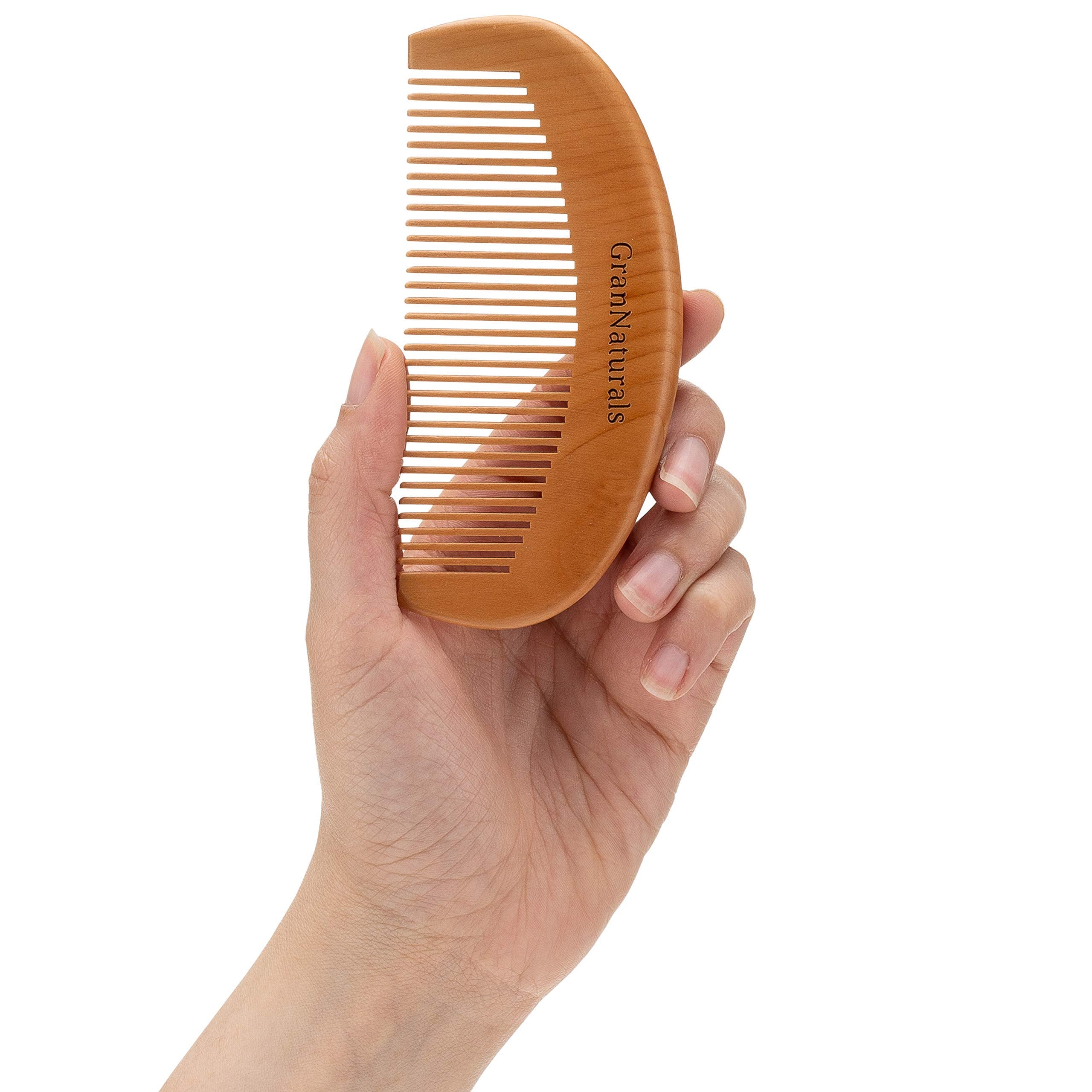 Grannaturals Wooden Comb For Detangling & Styling Wet Or Dry Curly, Thin, Thick, Wavy, Or Straight Hair - Small Pocket Sized Fin
