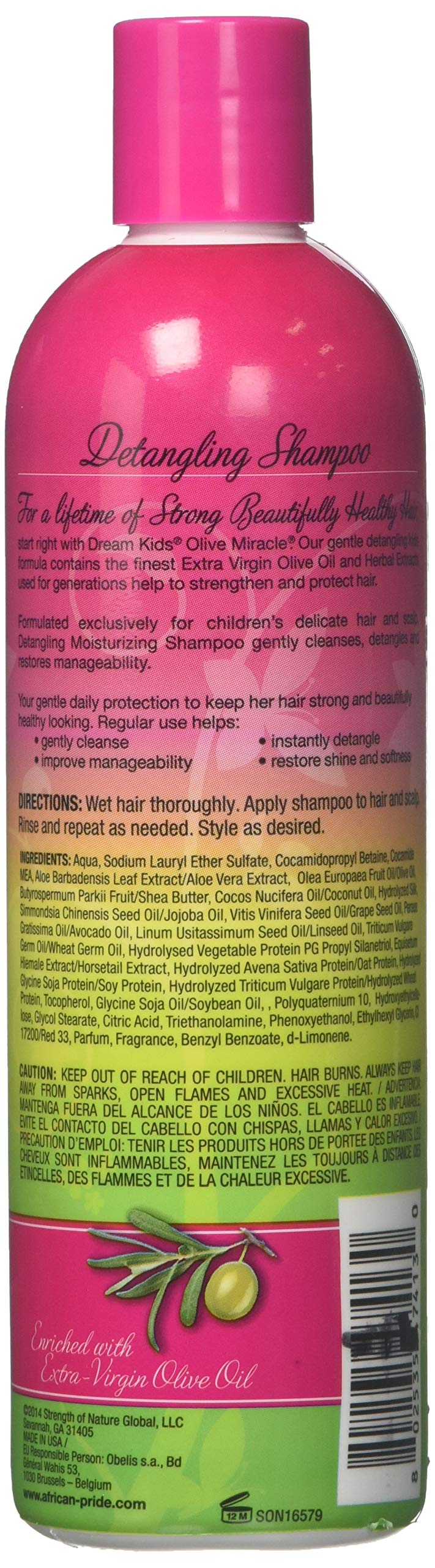 African Pride Dream Kids Olive Miracle Detangling Shampoo 12Oz (6 Pack)