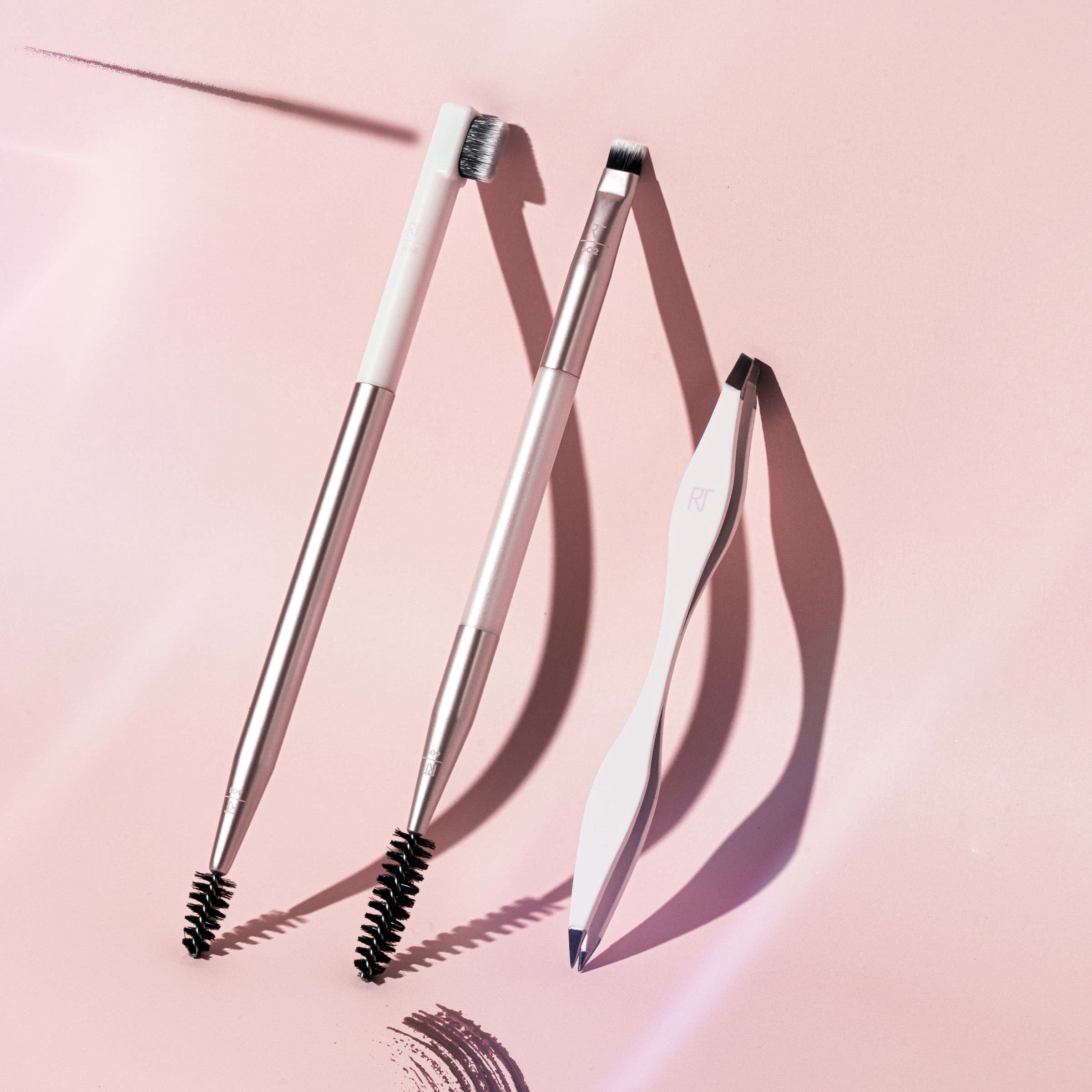 Real Techniques Brow Shaping Set, Spoolie, Brow Brushes, Tweezers, Dual-Ended Eyebrow Tools, For Styling,  Shaping Eyebrows, get