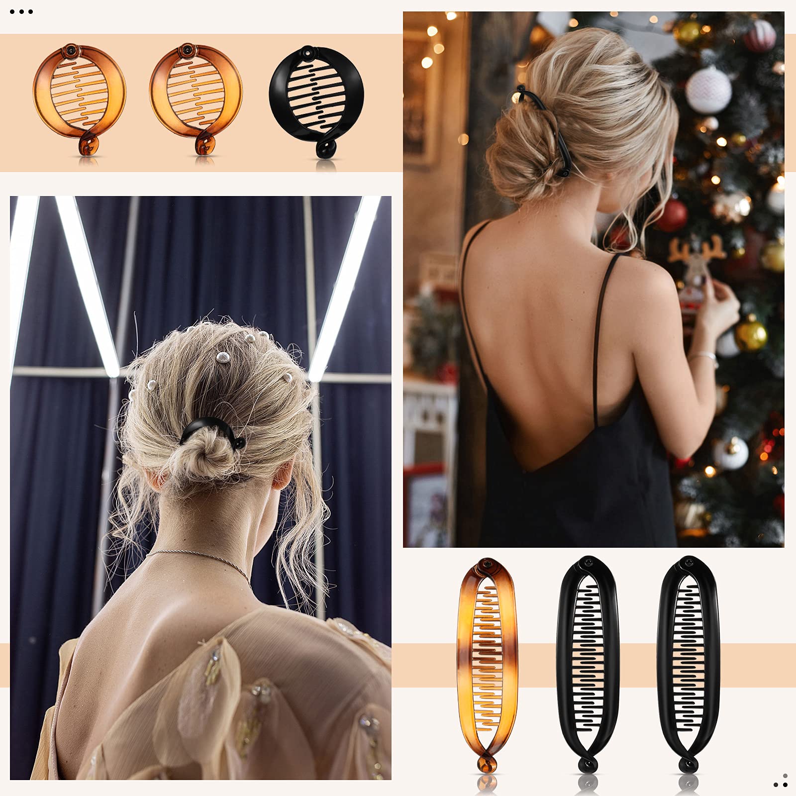 12 Pieces Hair Clips And Ponytail Holders - Classic Large Double Comb, Fishtail Clip, Banana Style Clips For Women And Girls, 4