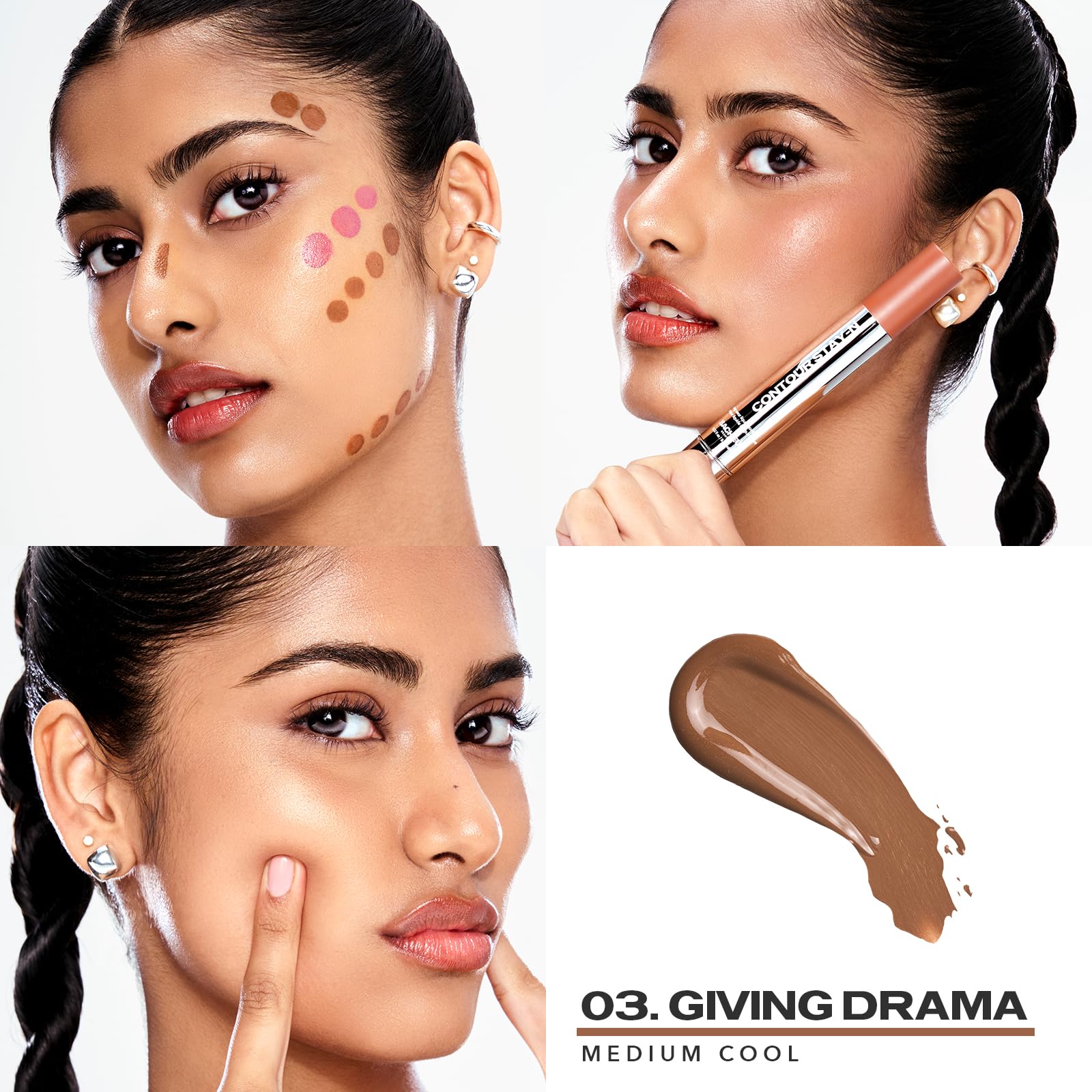Sacheu Liquid Contour STAY-N Long Wear Bronzer Cream Contour Makeup - Long Lasting, Blendable, & Lightweight Formula (Giving Dra