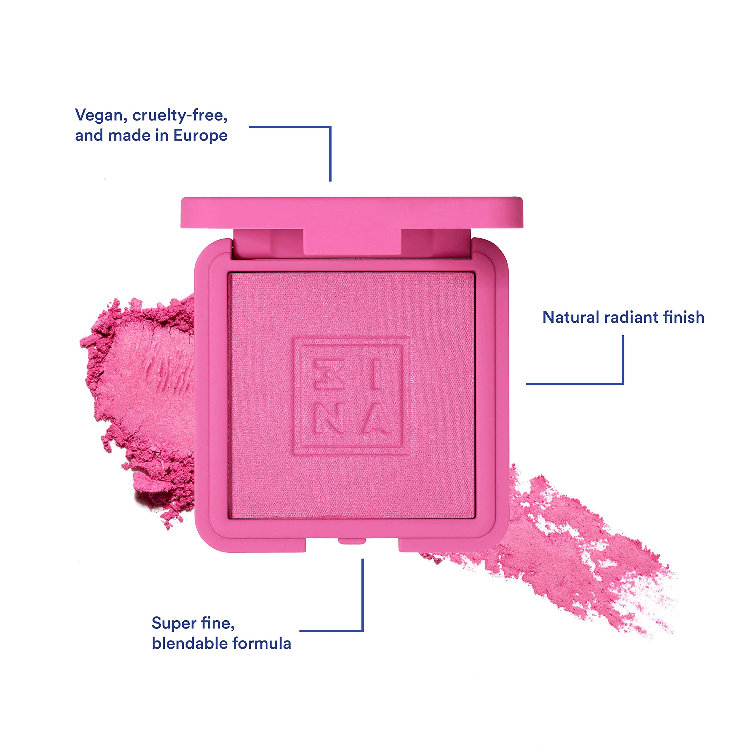 3Ina The Blush 371 - Natural, Light Mineral Powder Blush For Sensitive Skin - Blendable, Buildable Rouge To Give Skin A Pigmente