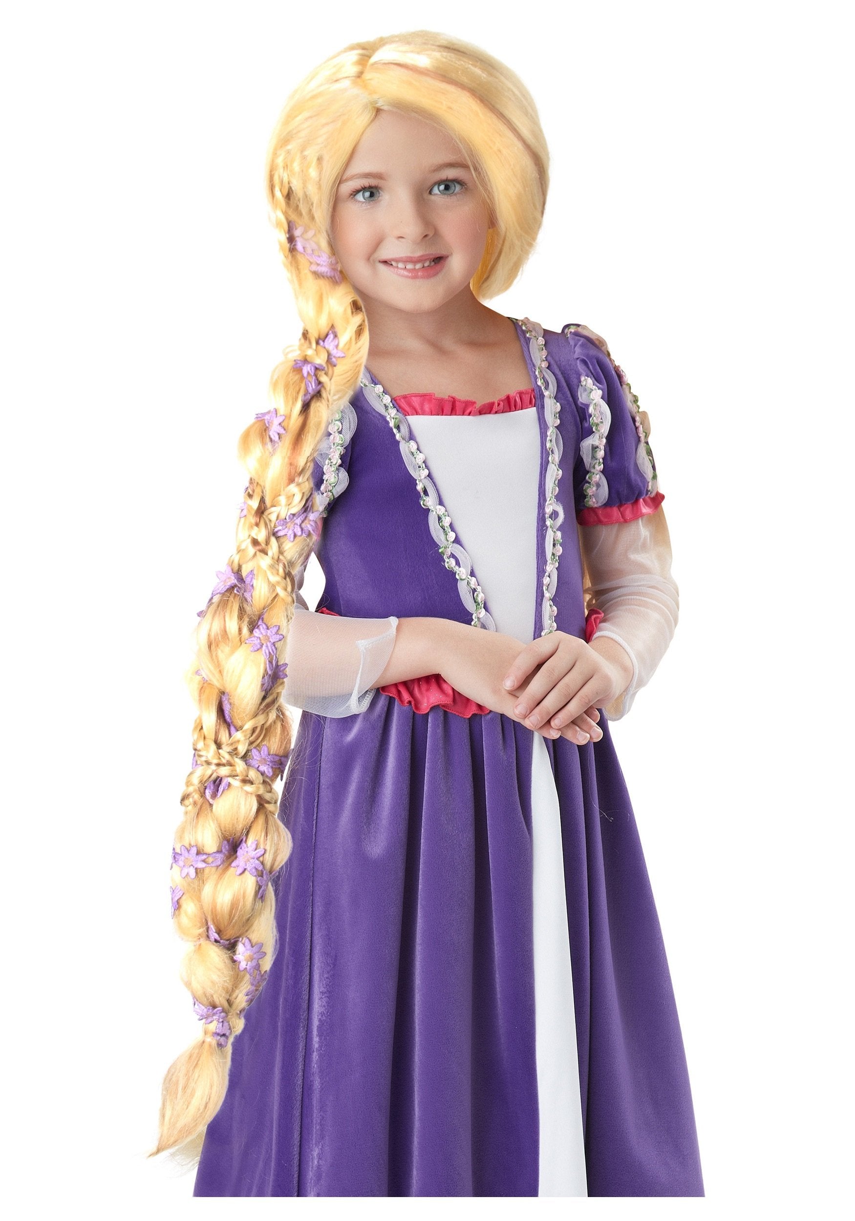 California Costumes Rapunzel Costume Wig with Flowers for Girls Standard Yellow