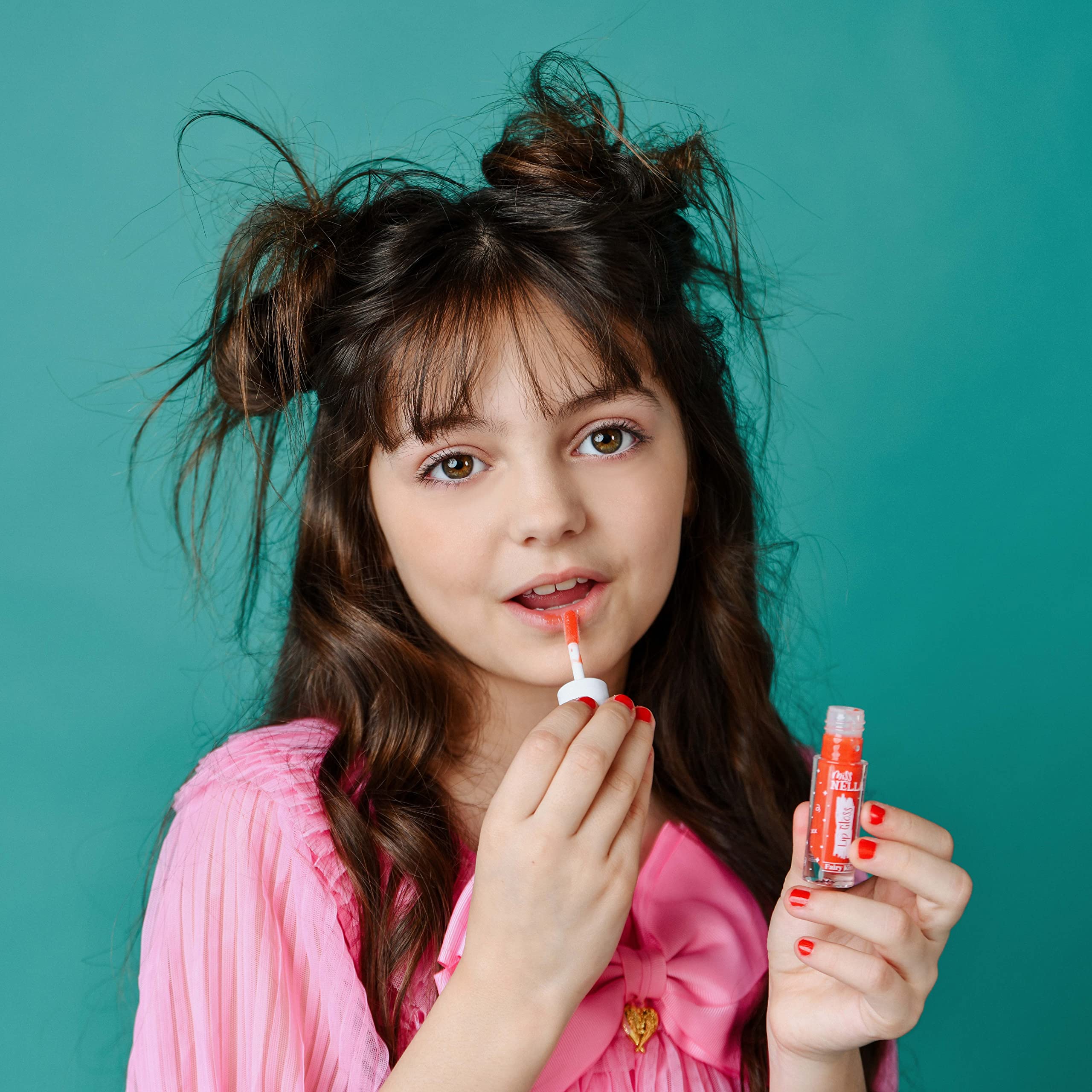 Miss Nella Fairy Kiss Lip Gloss, Red Hydrating Children Lip Gloss, Watermelon Scent, Gentle On The Skin. Gives A Sheer Kiss Of C