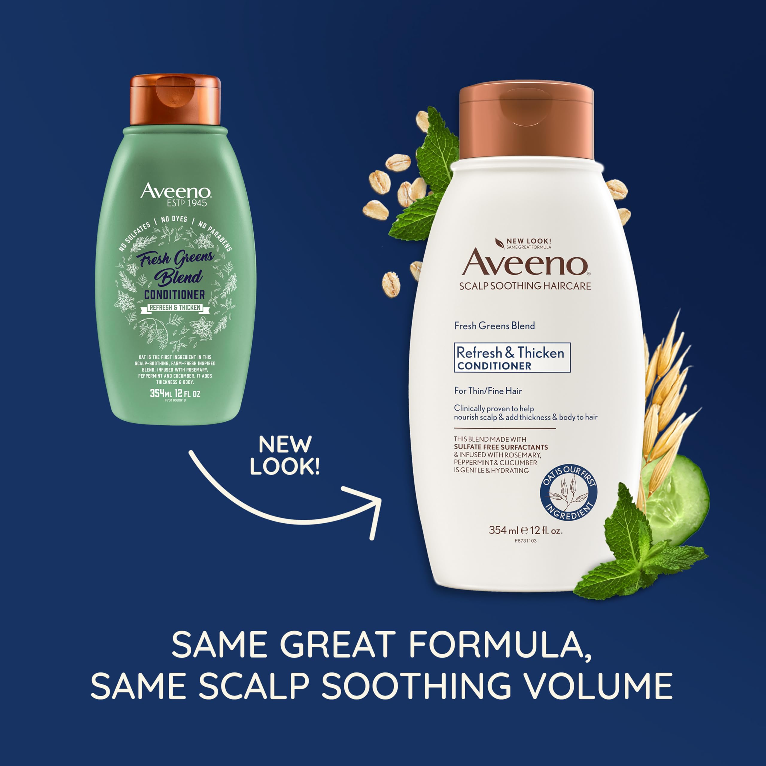 Aveeno Scalp Soothing Fresh Greens Blend Conditioner, Peppermint, 12 Fl Oz